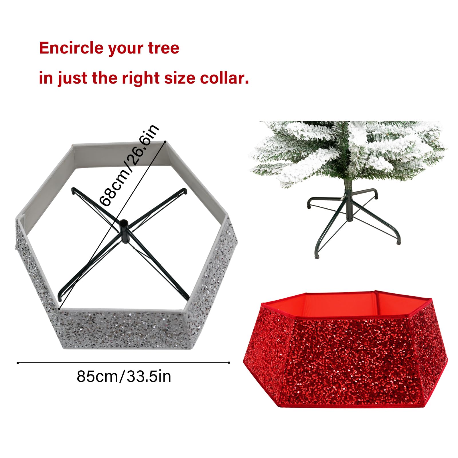 Red Sequins Christmas Tree Collar Dimensions