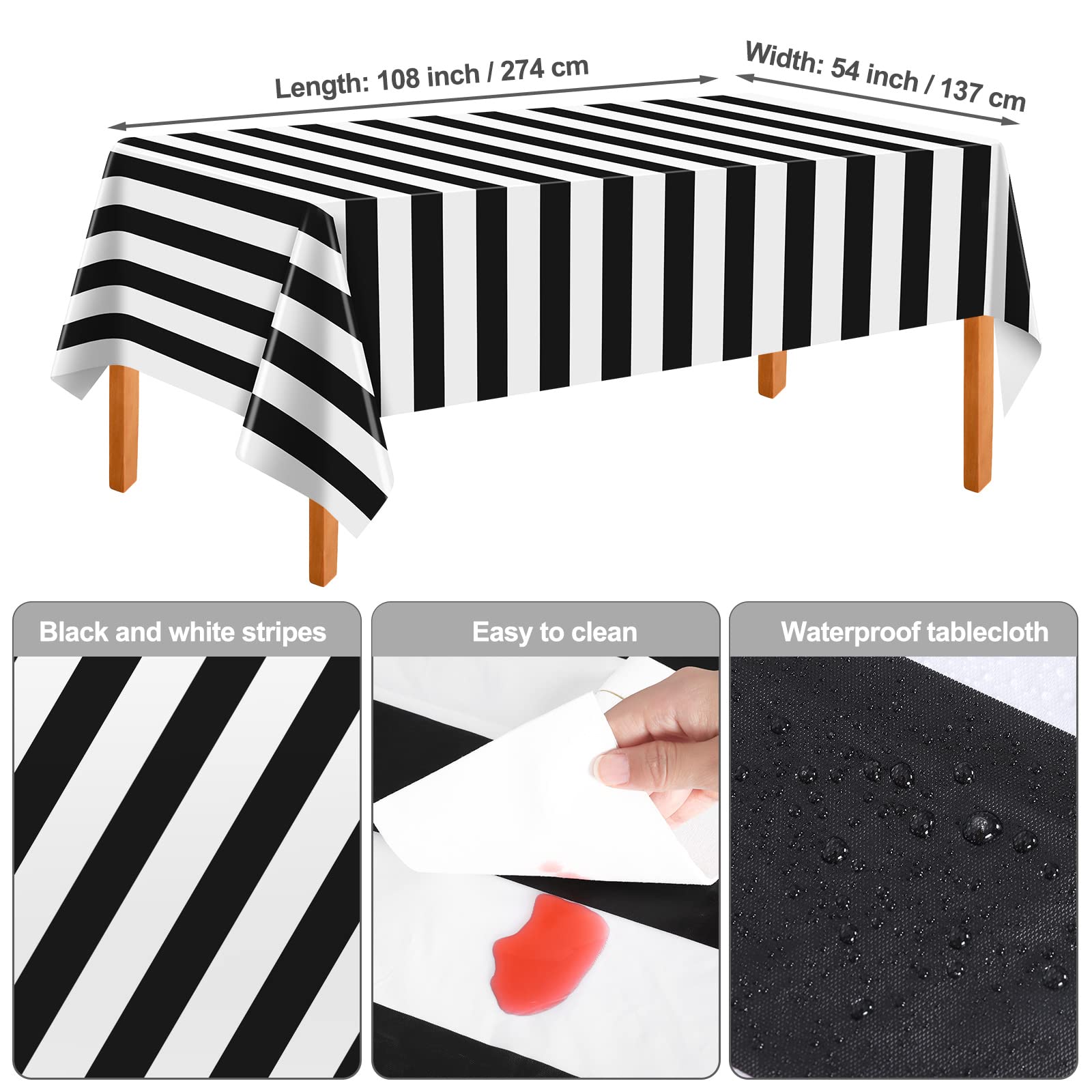 113 Pieces Black and White Striped Disposable Party Supplies