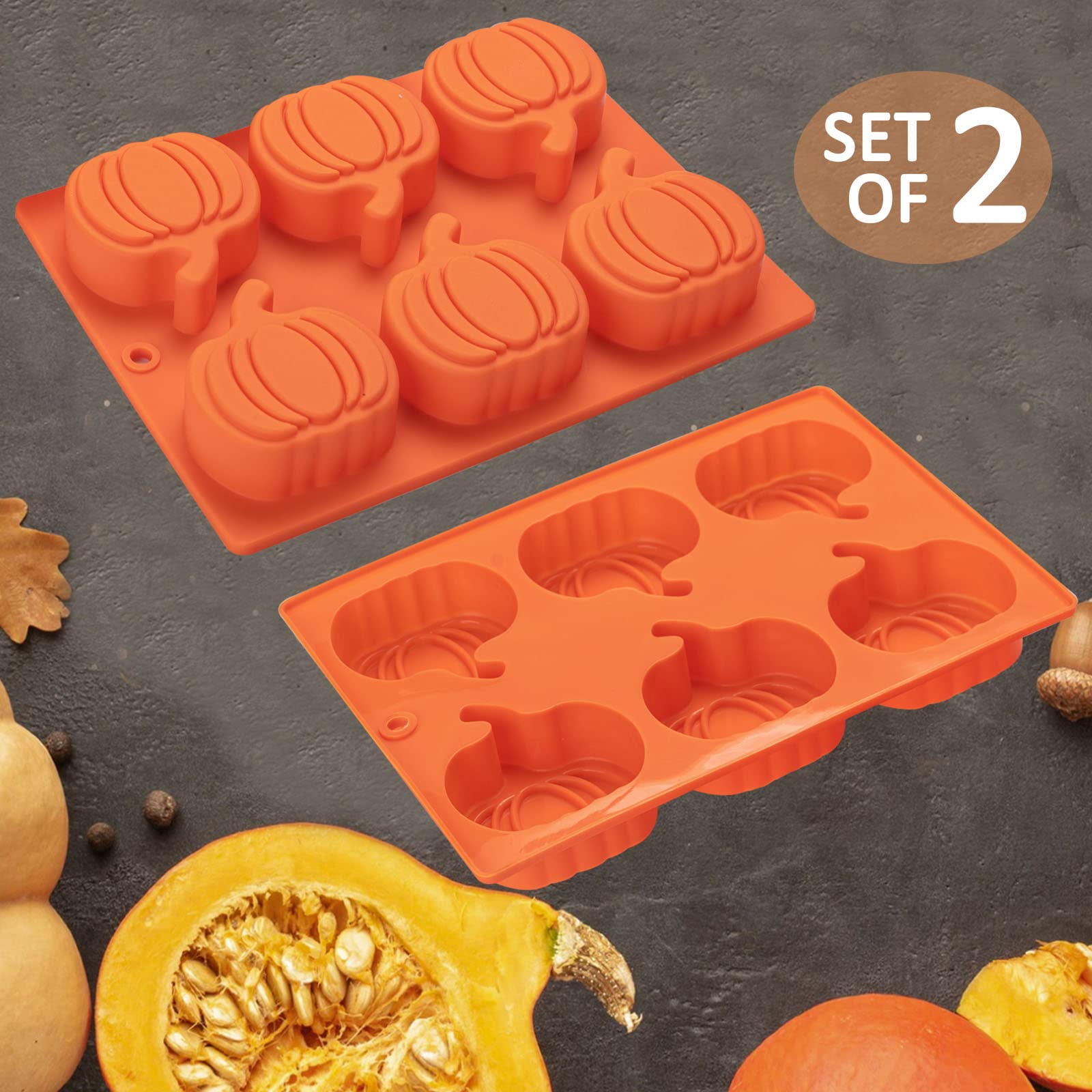 set of 2 quality silicone pumpkin mold