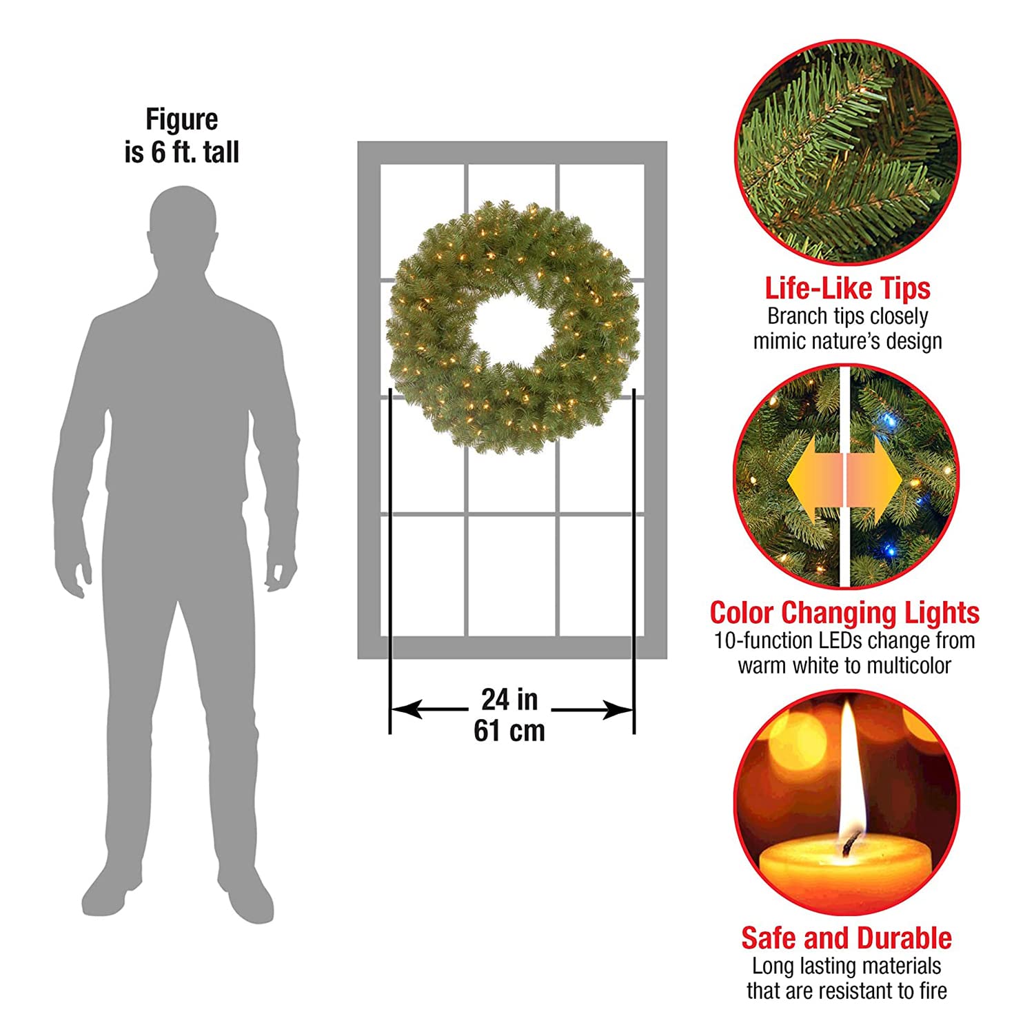 Christmas wreath size