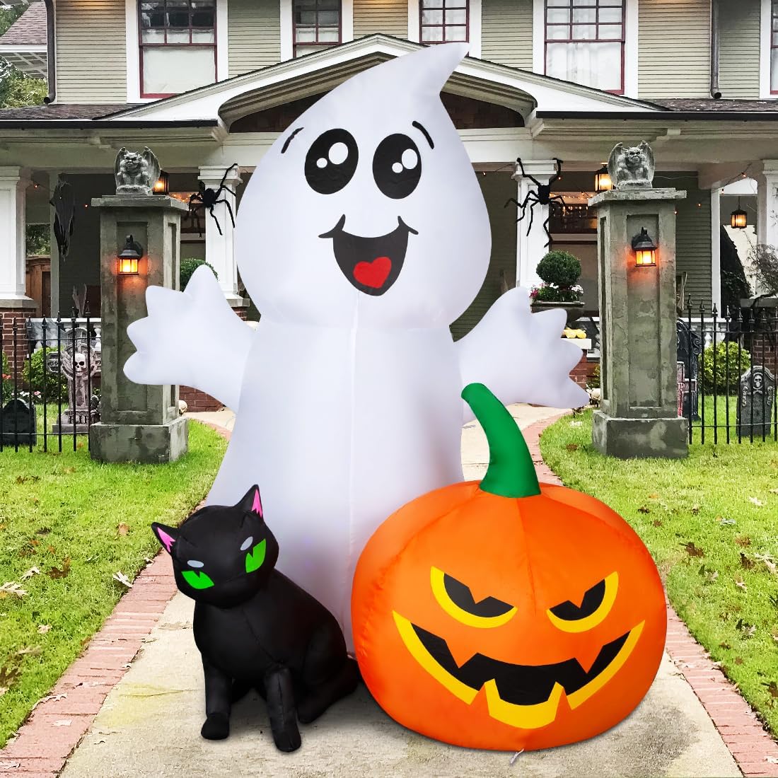 5FT Ghost with Black Cat and Pumpkin Halloween Inflatable