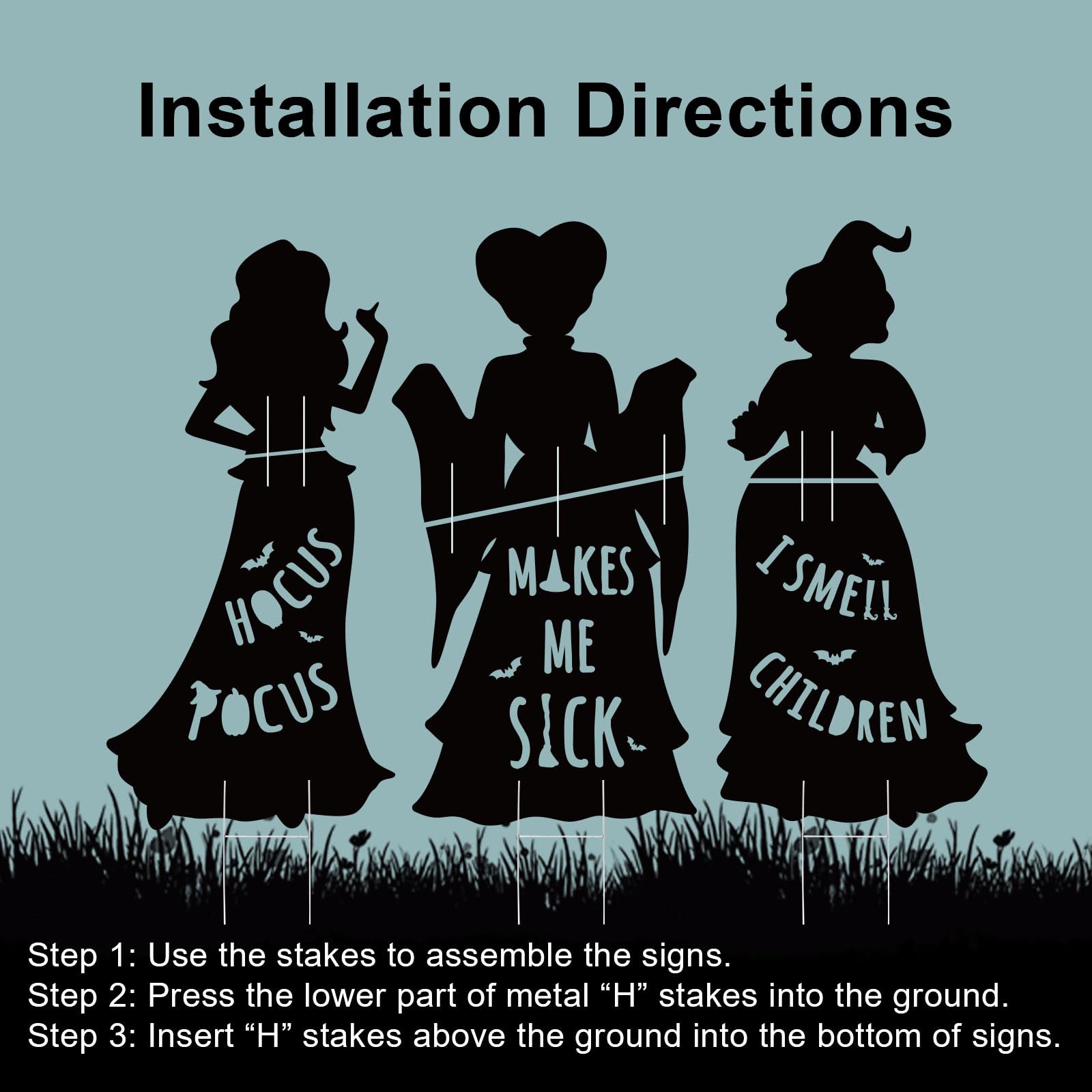 Installation directions Hocus pocus witch silhouettes