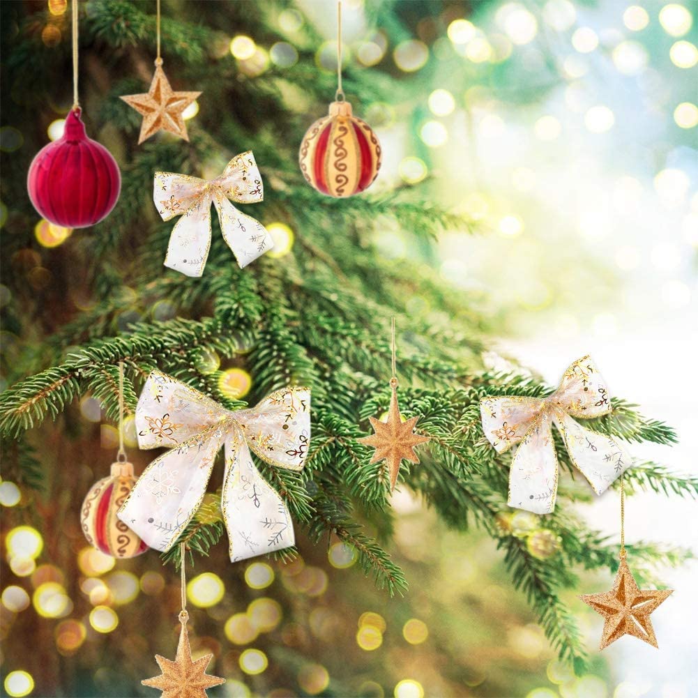 Gold ribbon on Christmas tree