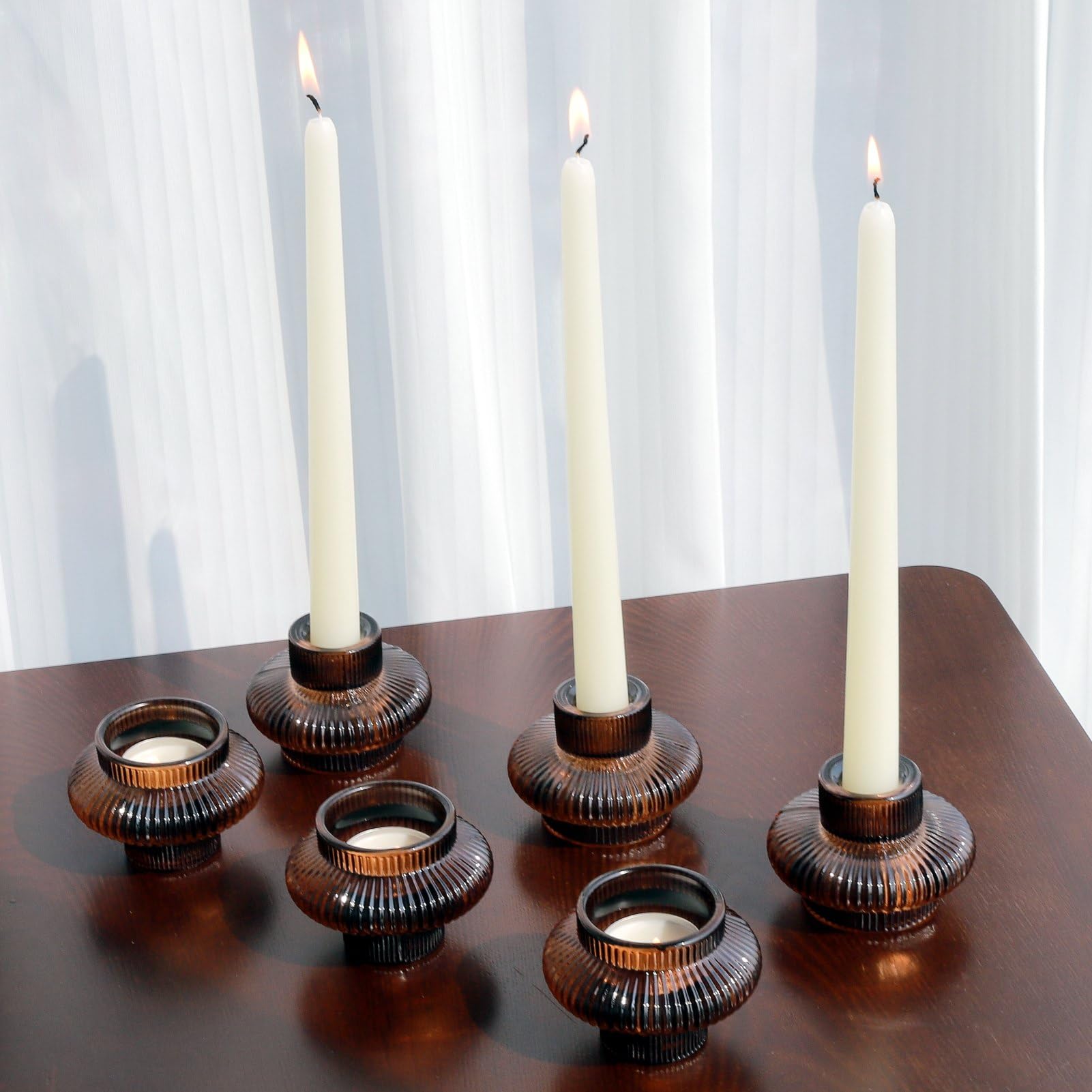 Set of 6 Brown Tealight Candle or Candlestick Holders