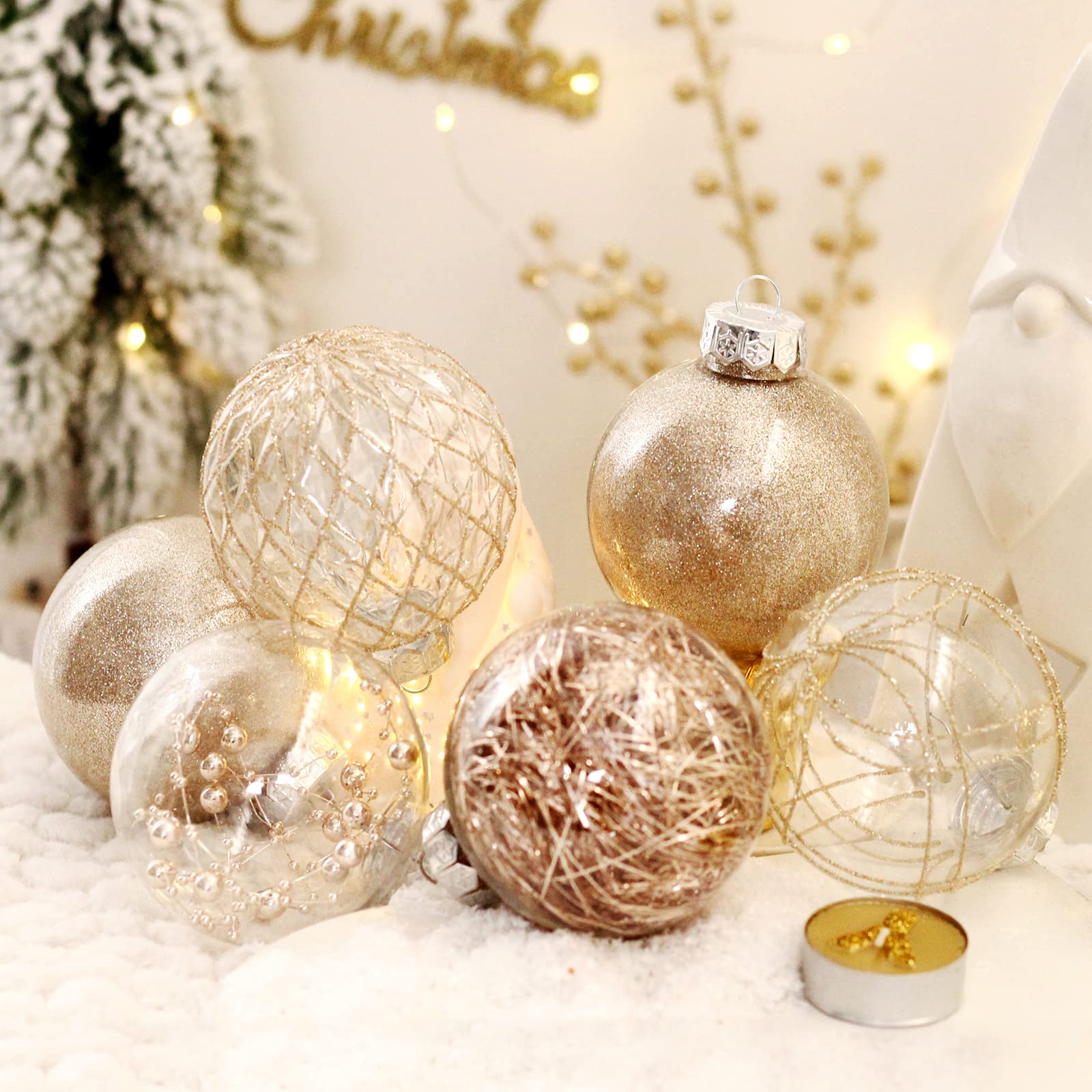 30ct 2.36 Inch Champagne Ball Ornaments Holiday Decoration