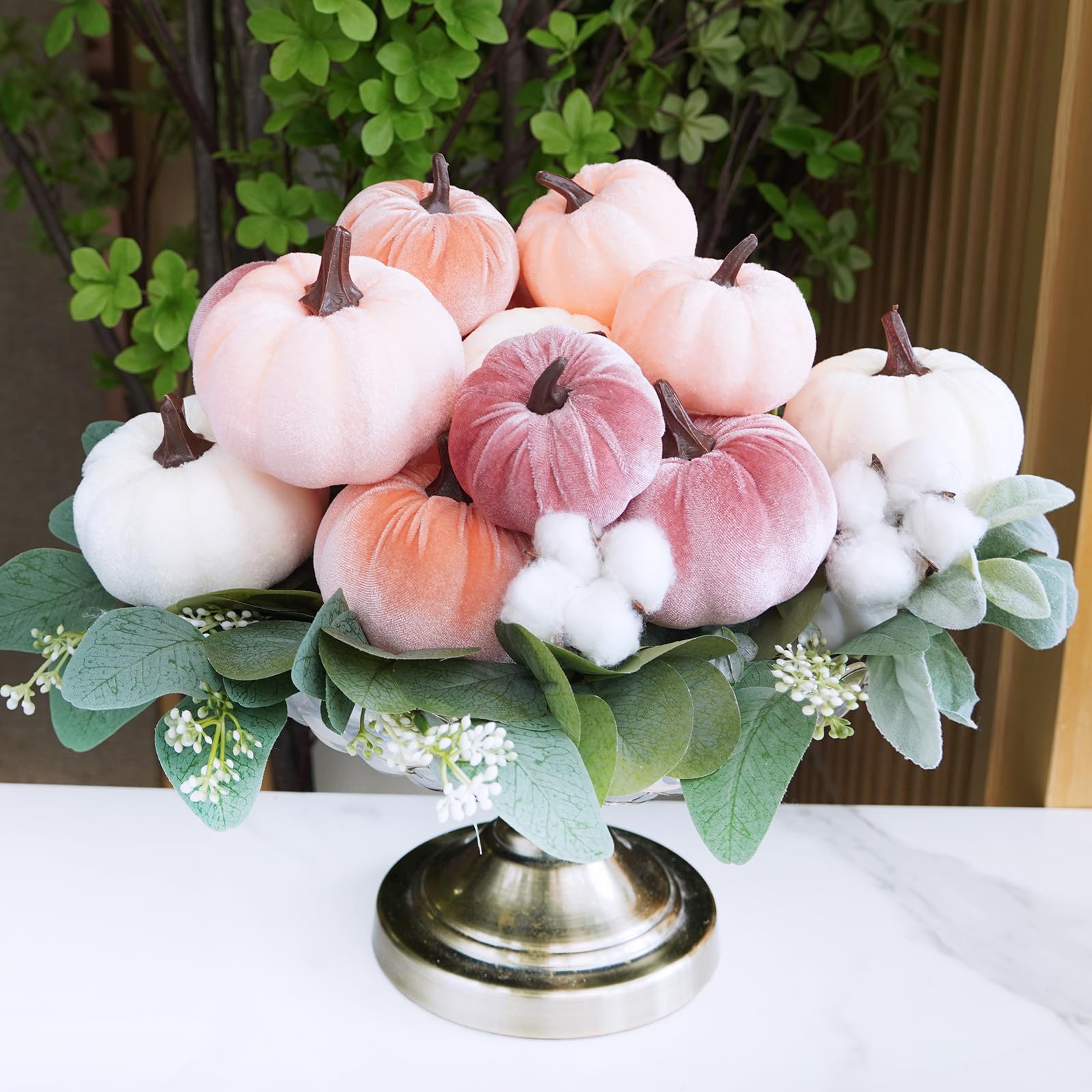 velvet pumpkin fall decor bouquet