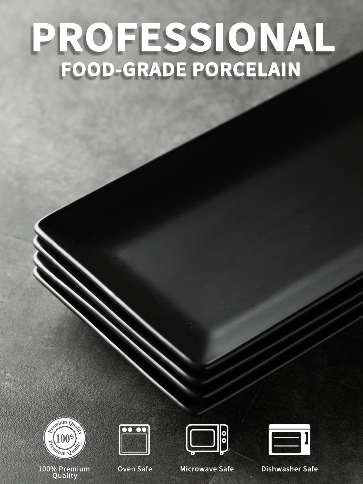 professional food-grade porcelain serving platter set in black