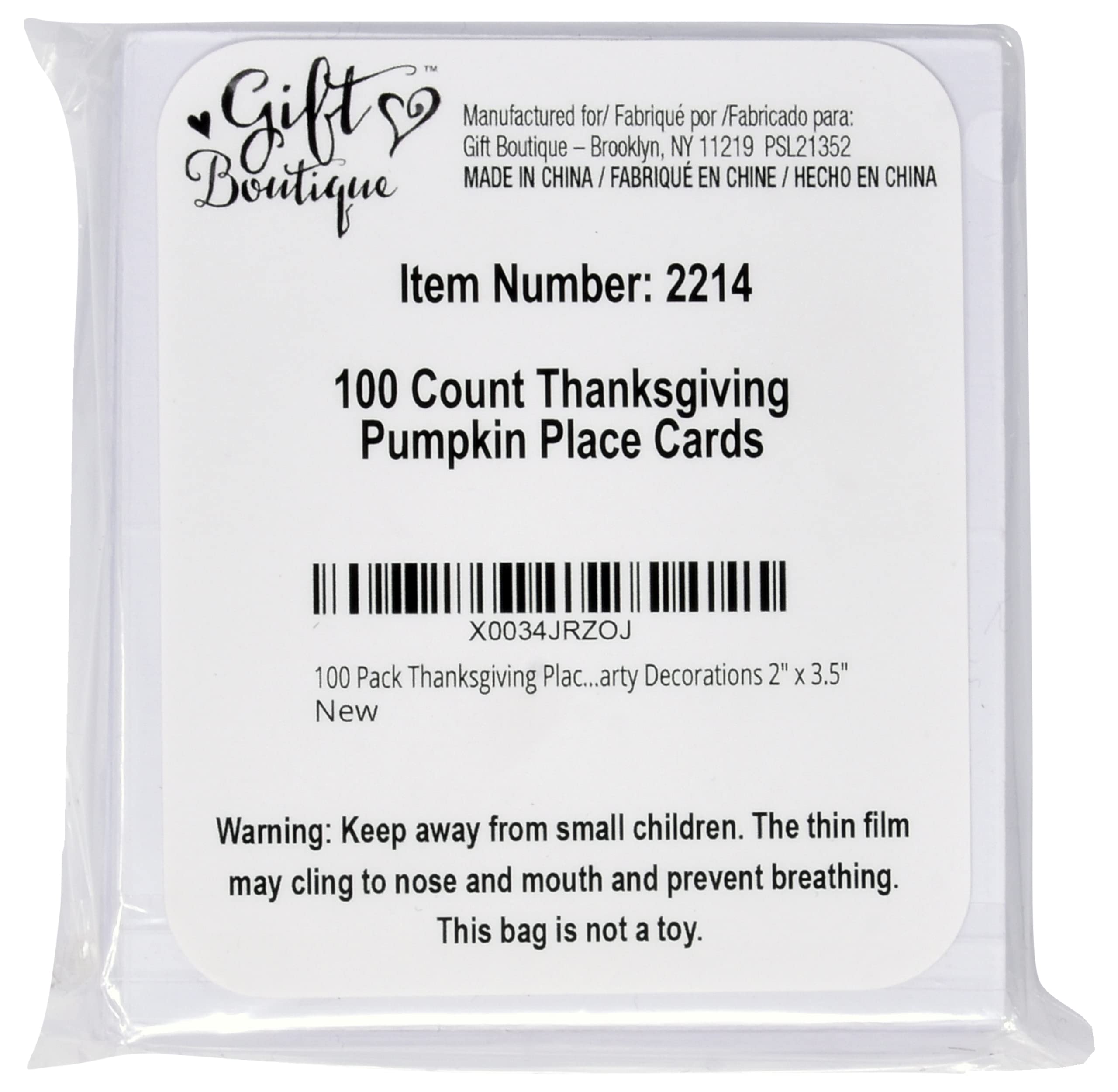 100 count thanksgiving pumpkin place cards