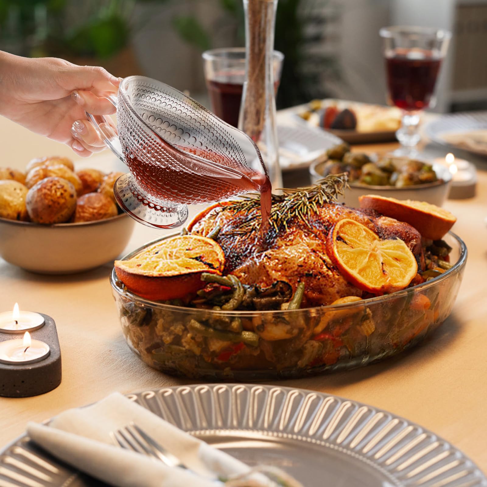 holiday serving gravy glass dish