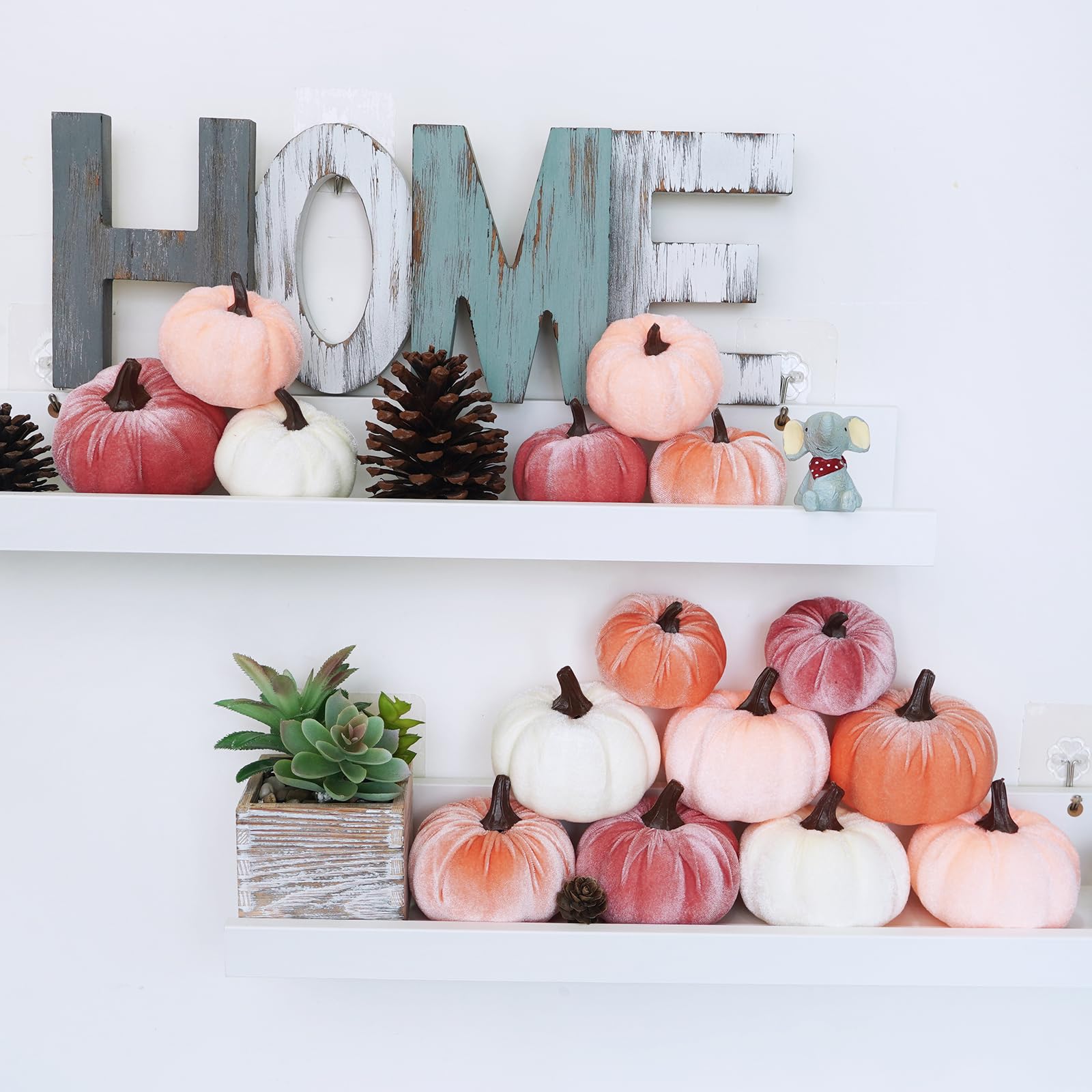 faux plush velvet pumpkins wall decor
