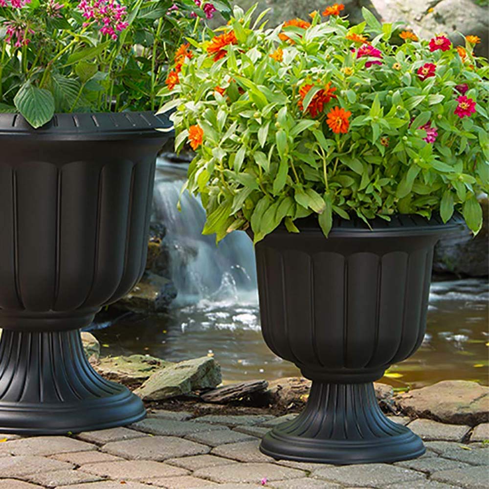 Classic Urn Planter, Black, 19 Inch - Outdoor decoration