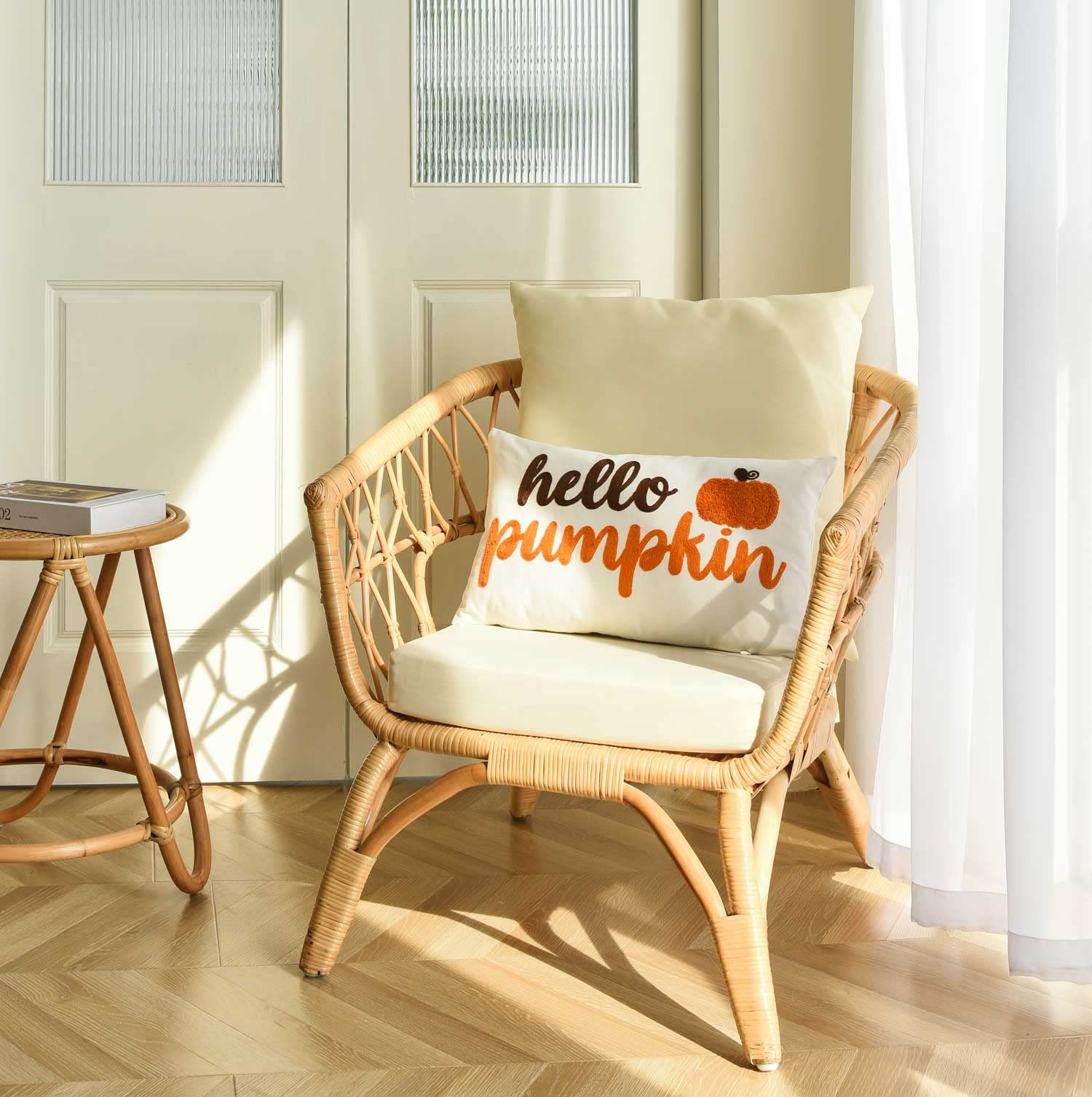 hello pumpkin throw pillow cover - fall throw pillow cover
