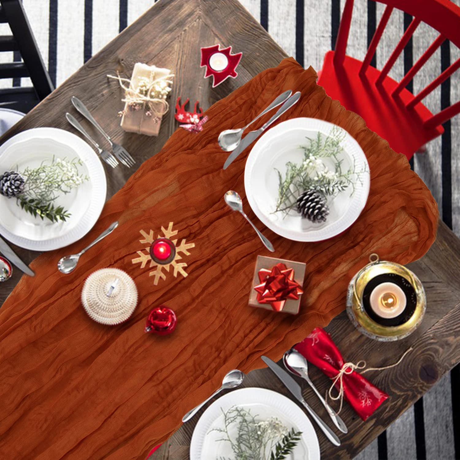 cheesecloth Terracotta Table Runner