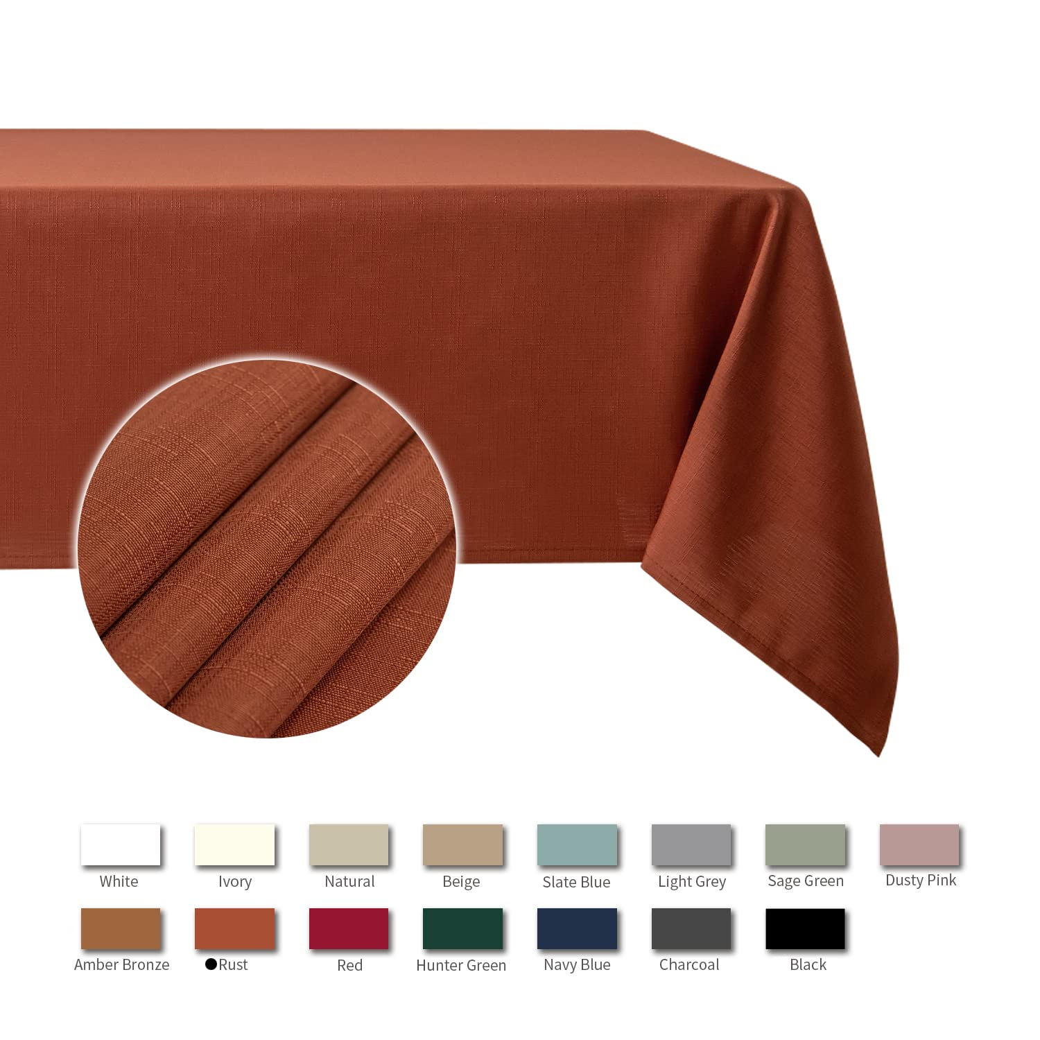 Rust colored tablecloth for fall table decor