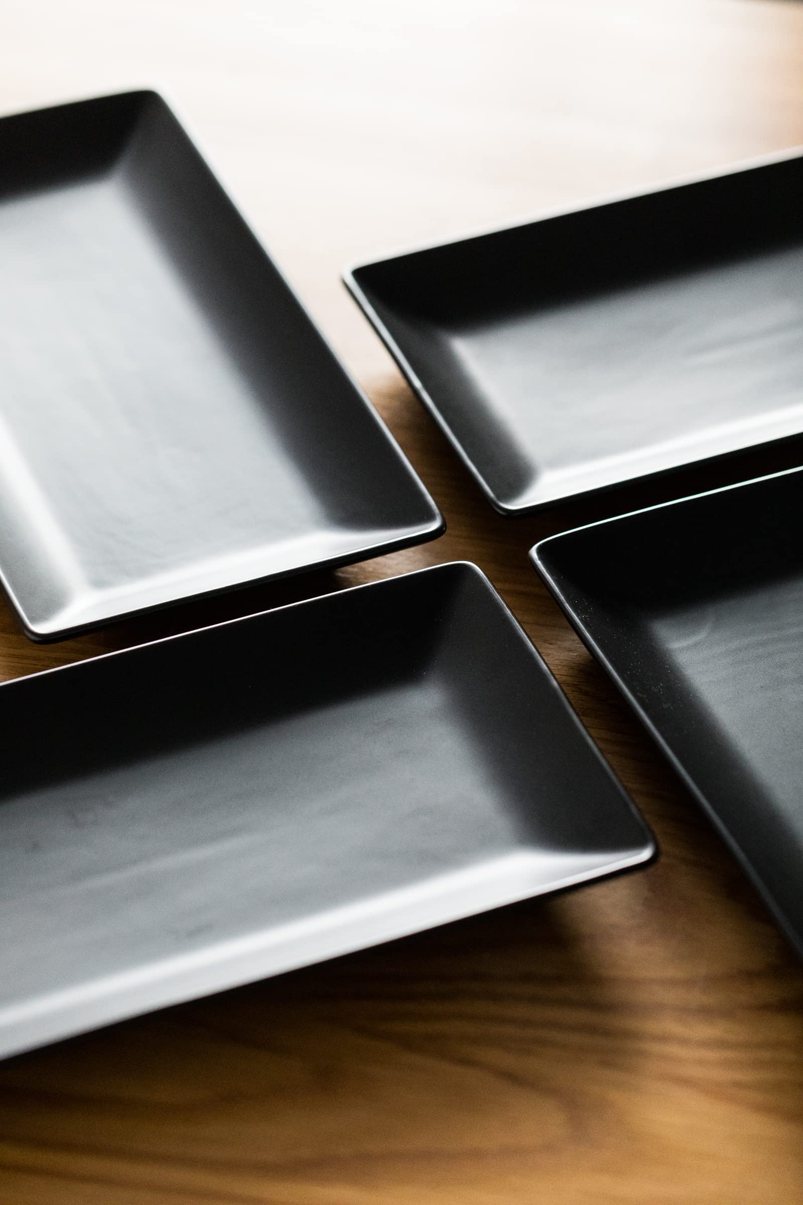 4 black porcelain serving platter set