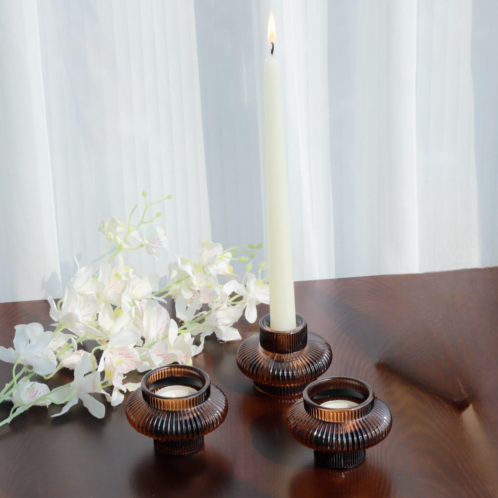 small brown candlestick holders