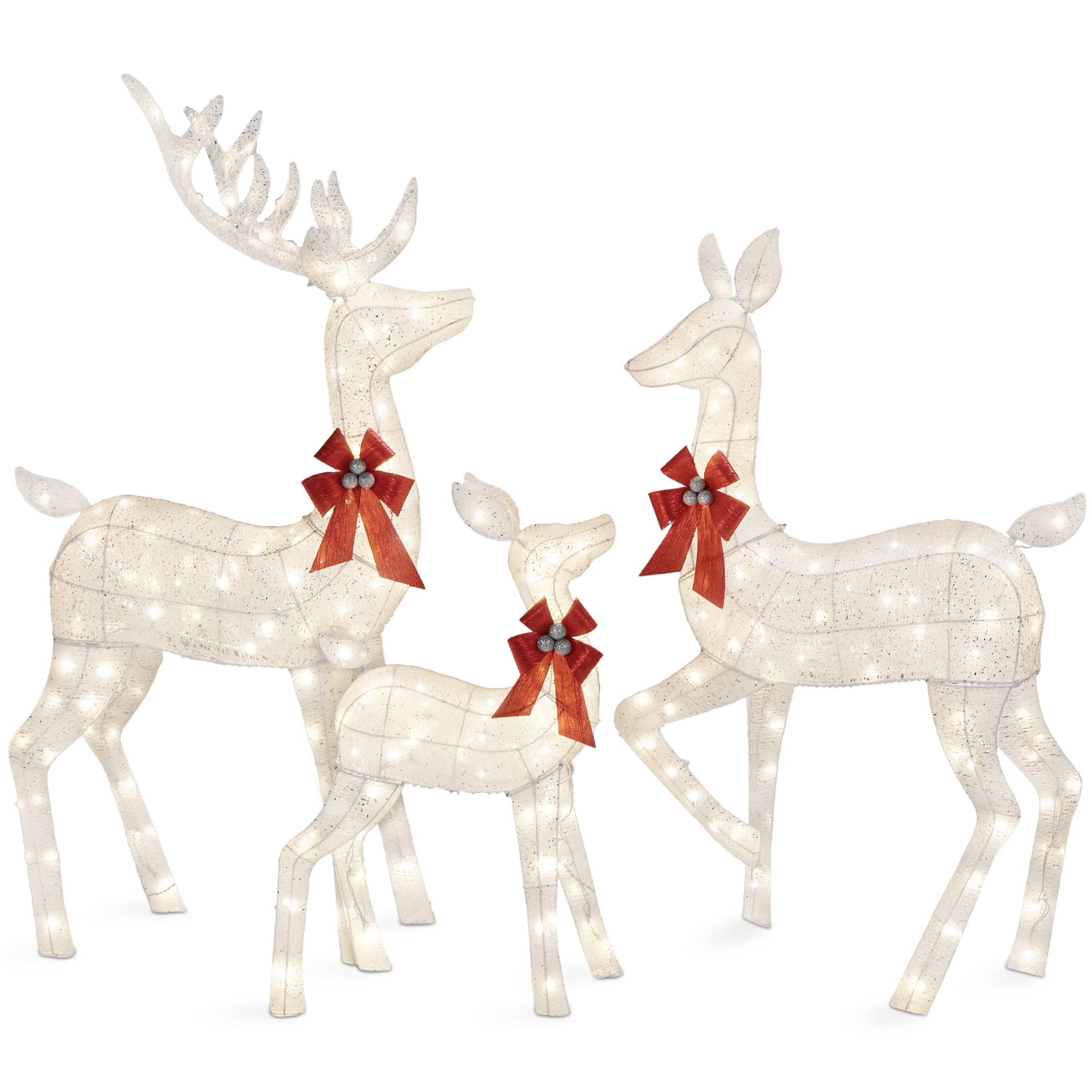3-Piece Large Lighted Christmas Deer Family Set 5Ft Outdoor Yard Decor