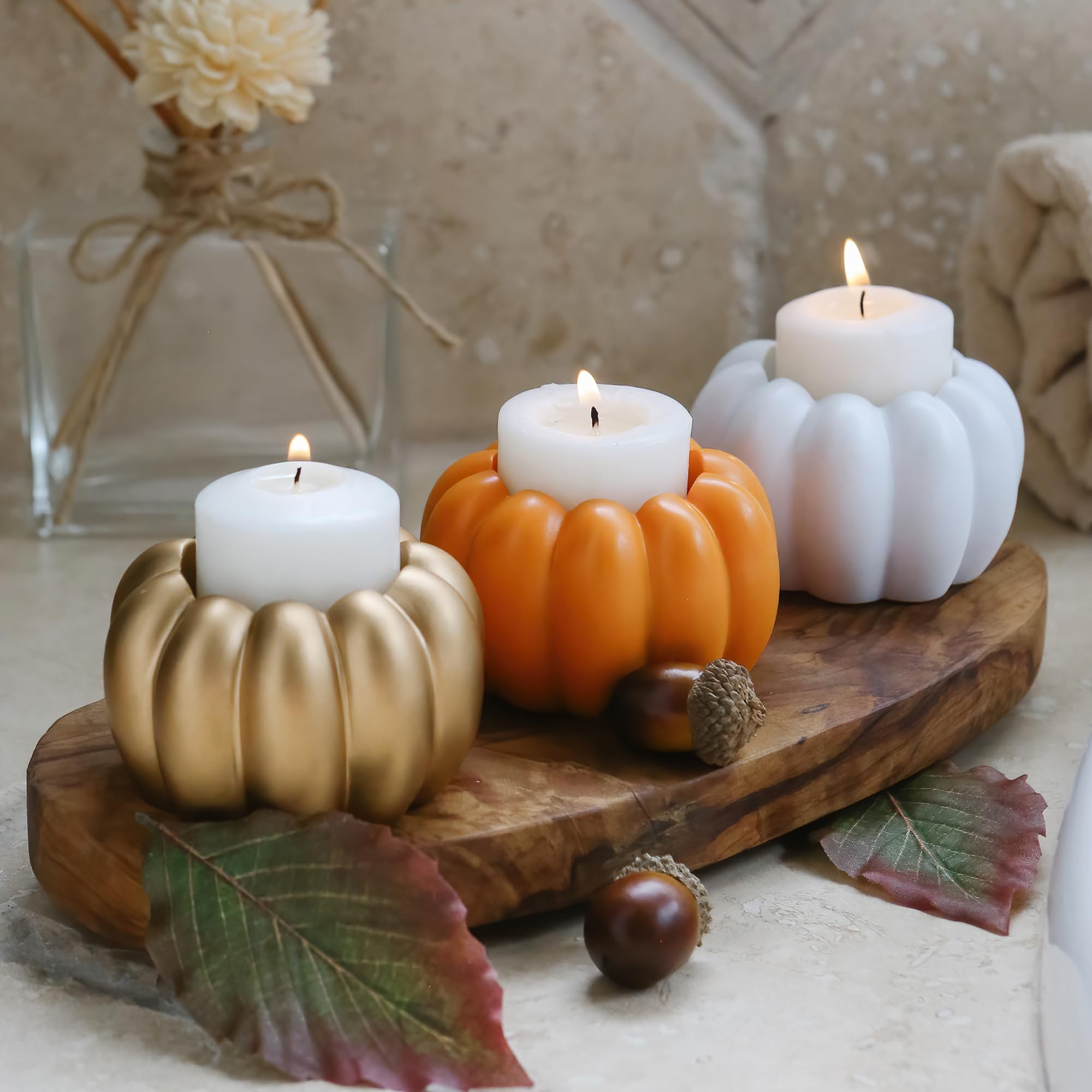 pumpkin candle holders for fall table decor