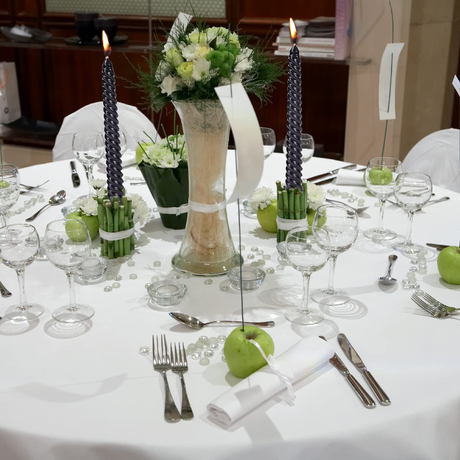 Set of 4 Halloween Candles, 10" Dripless Black Spiral Taper Candles