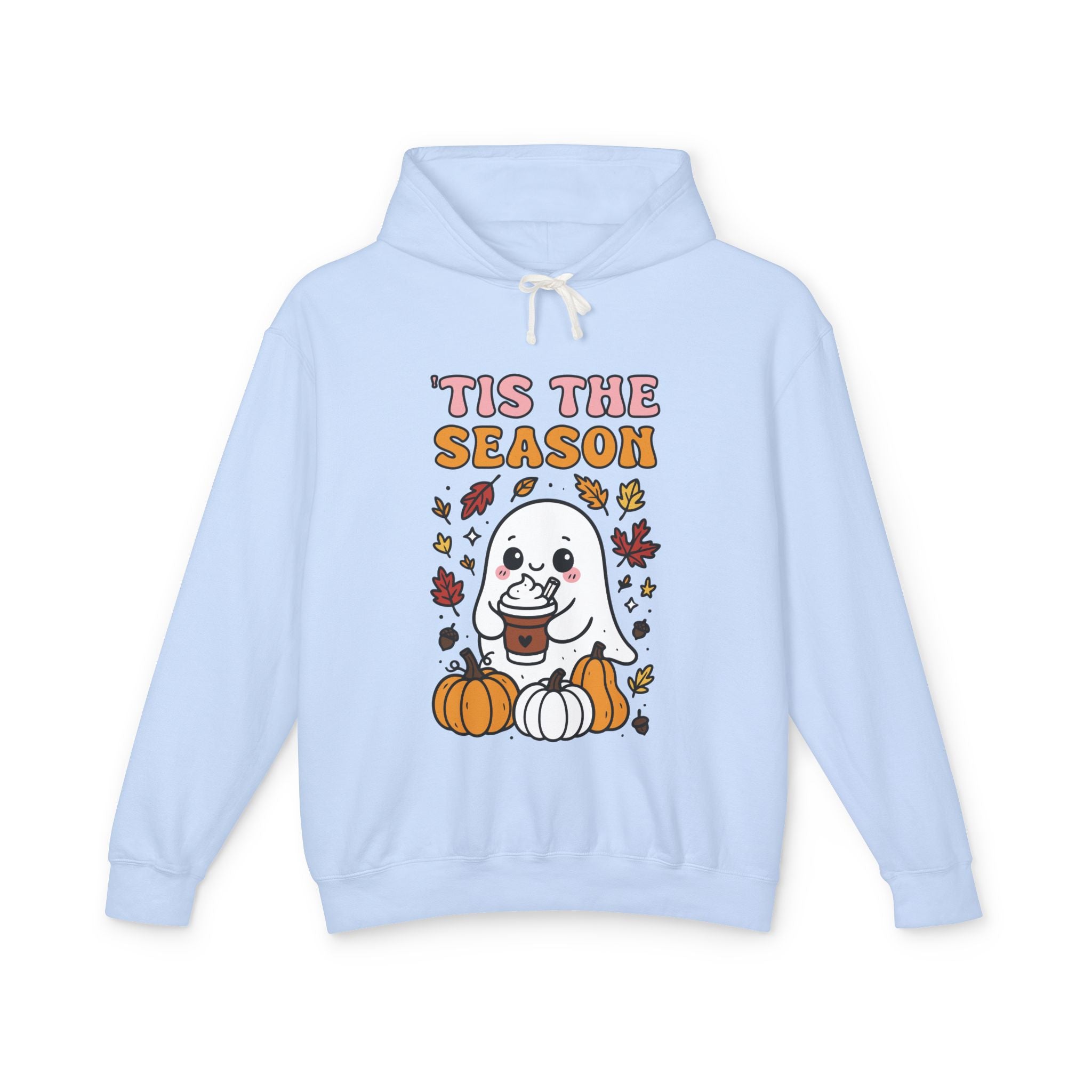 Cozy Halloween Season Hoodie - Cute Ghost Design Fall Sweatshirt