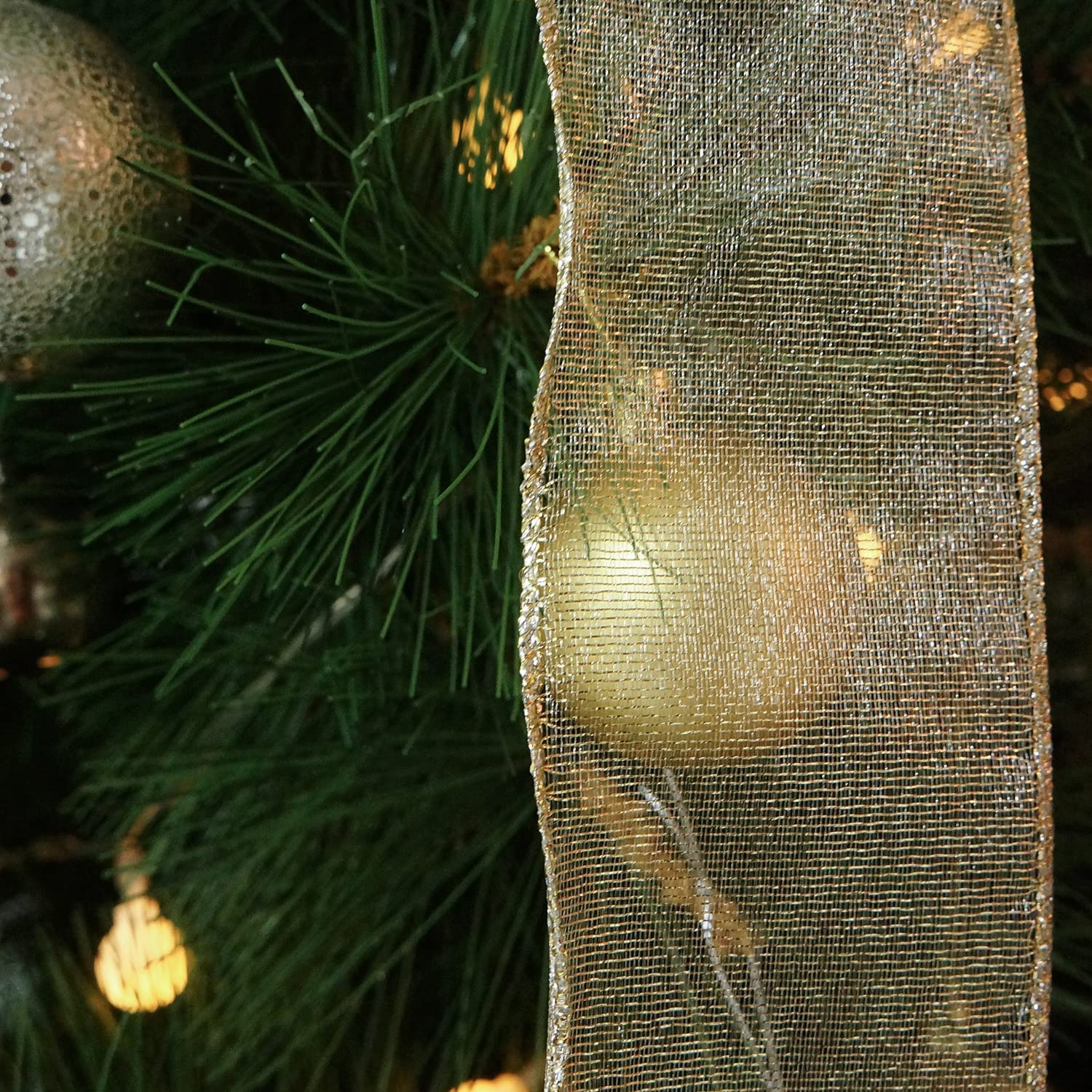 close-up view of champagne ribbon