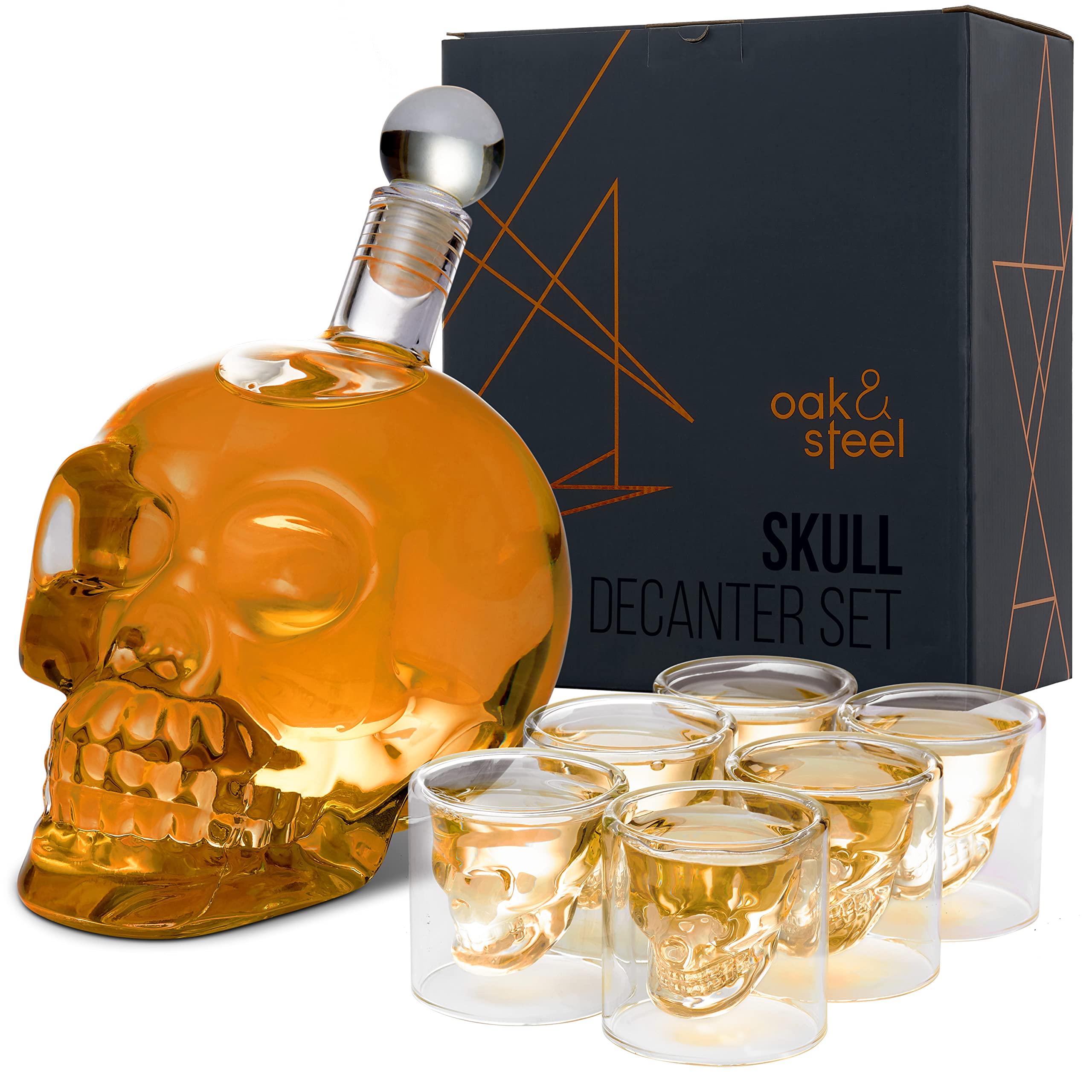 25oz Skull Decanter Set with 6 Unique Skull Glasses