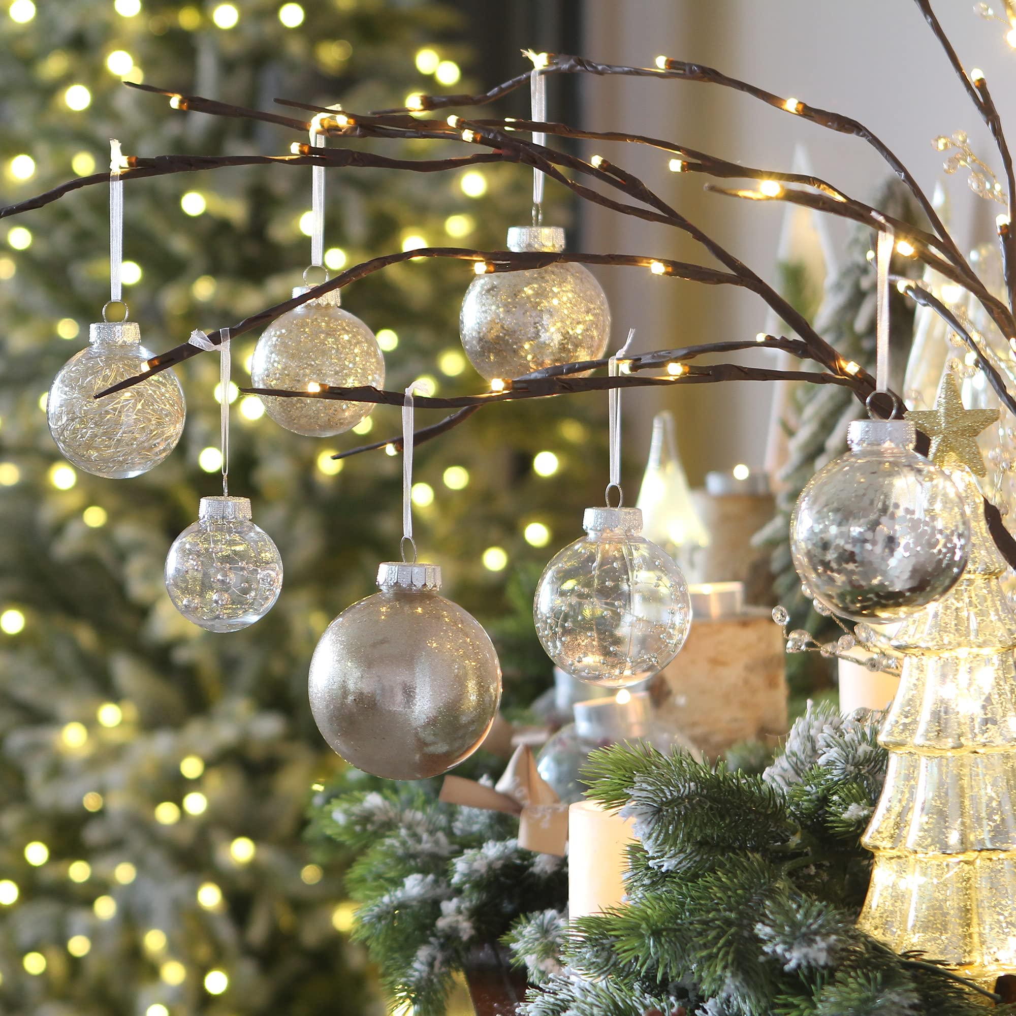 Champagne Ball Ornaments Set for Holiday Decoration