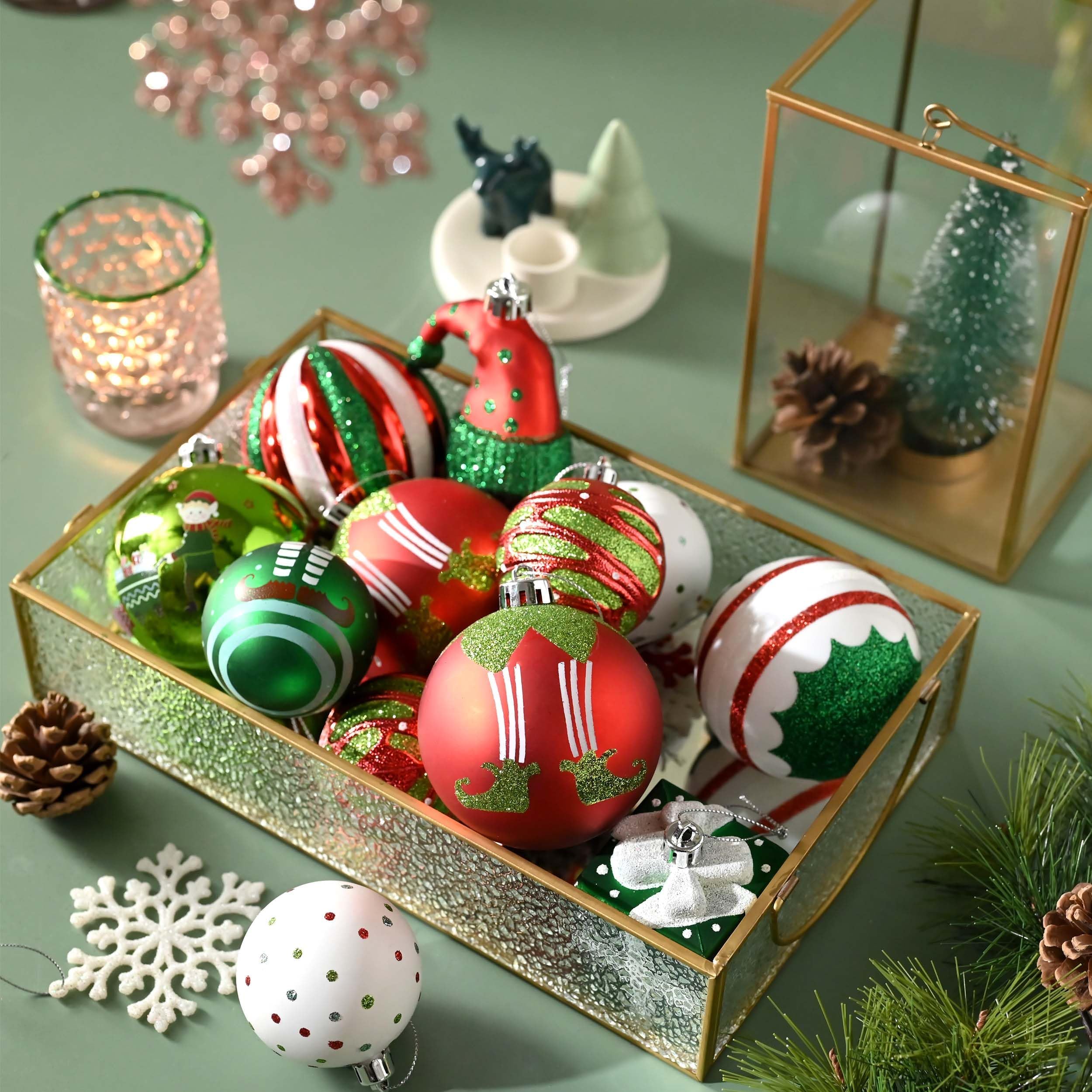 60ct Red Green White Christmas Elves Ornaments used for Holiday Decoration