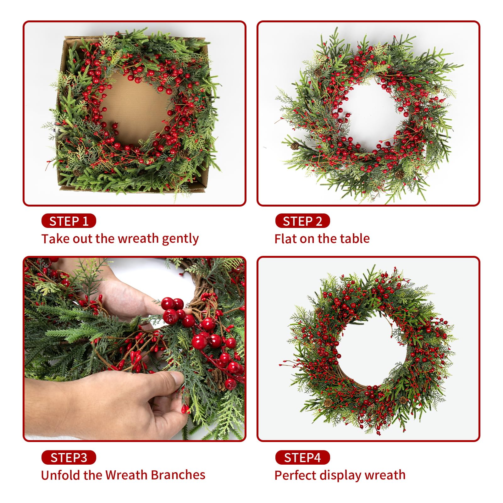 22 Inch Artificial Christmas Wreath details