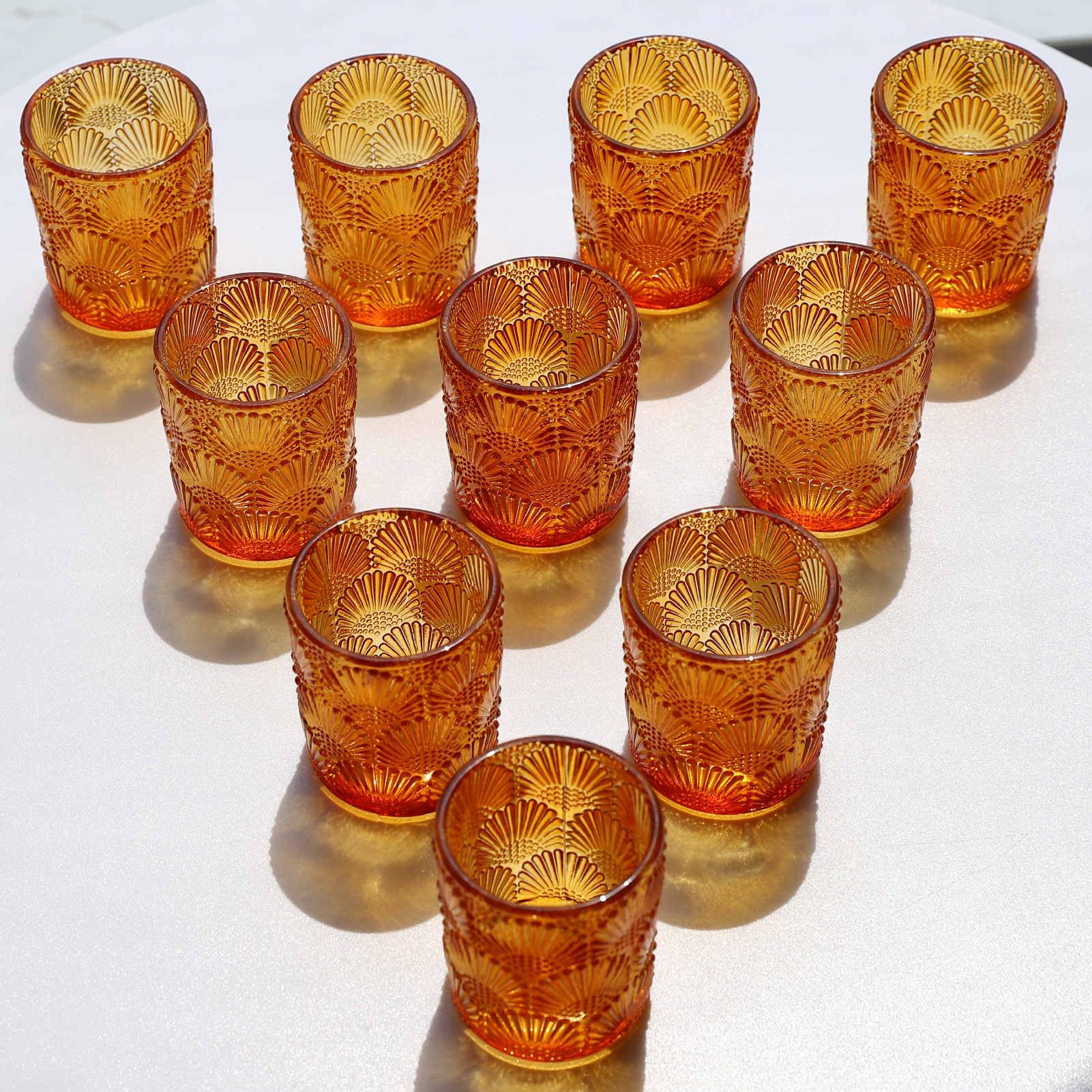 Amber Glass Votive Candle Holders for tealight candles