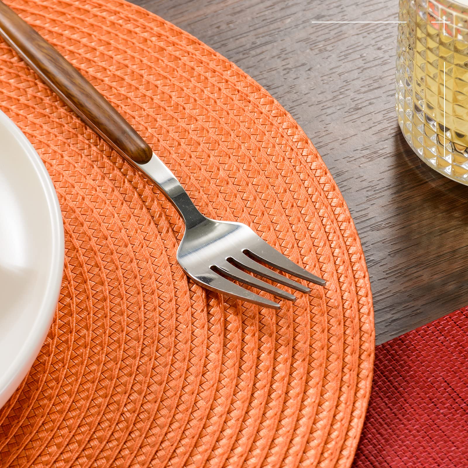 orange braided placemats for fall table