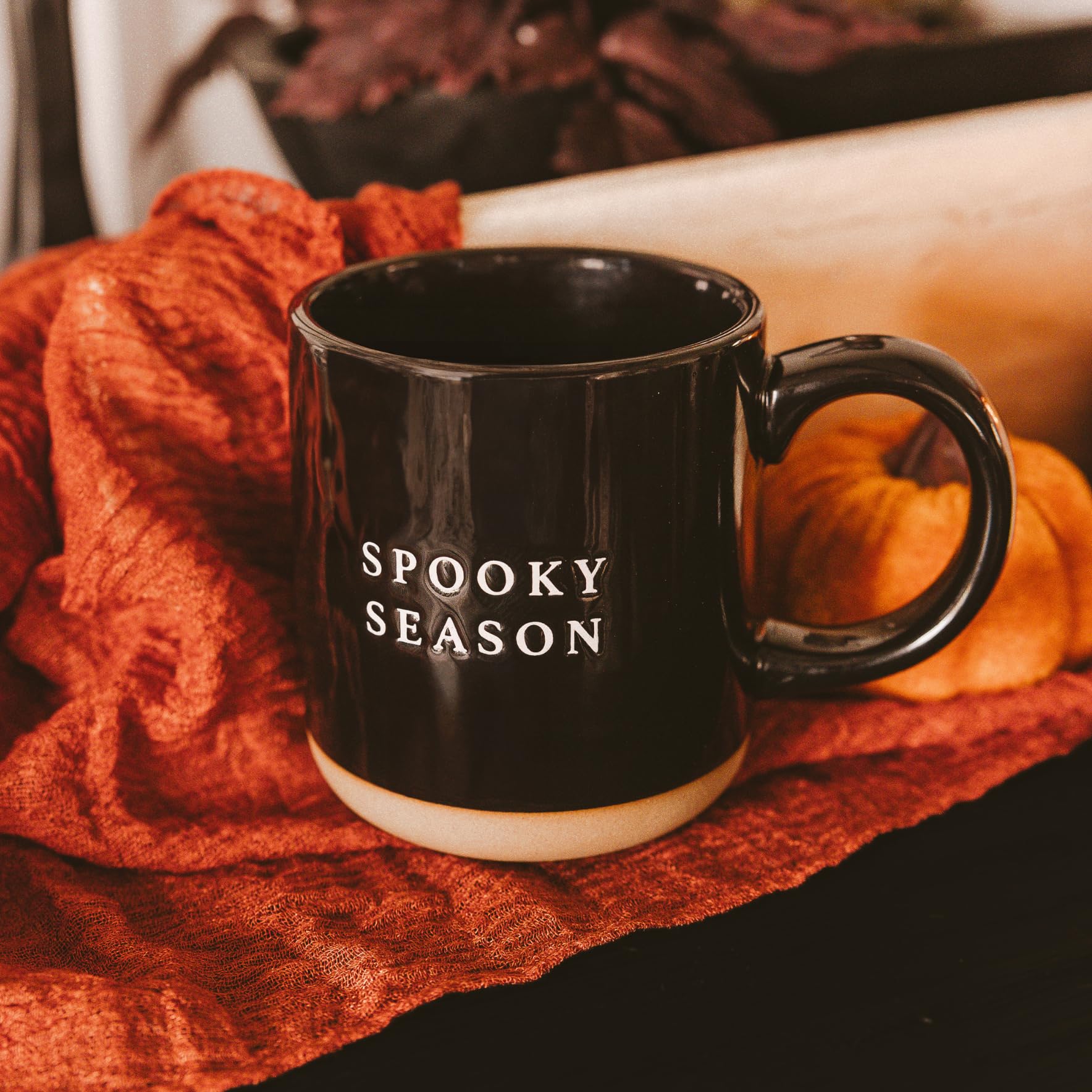Halloween spooky season mug black with stoneware