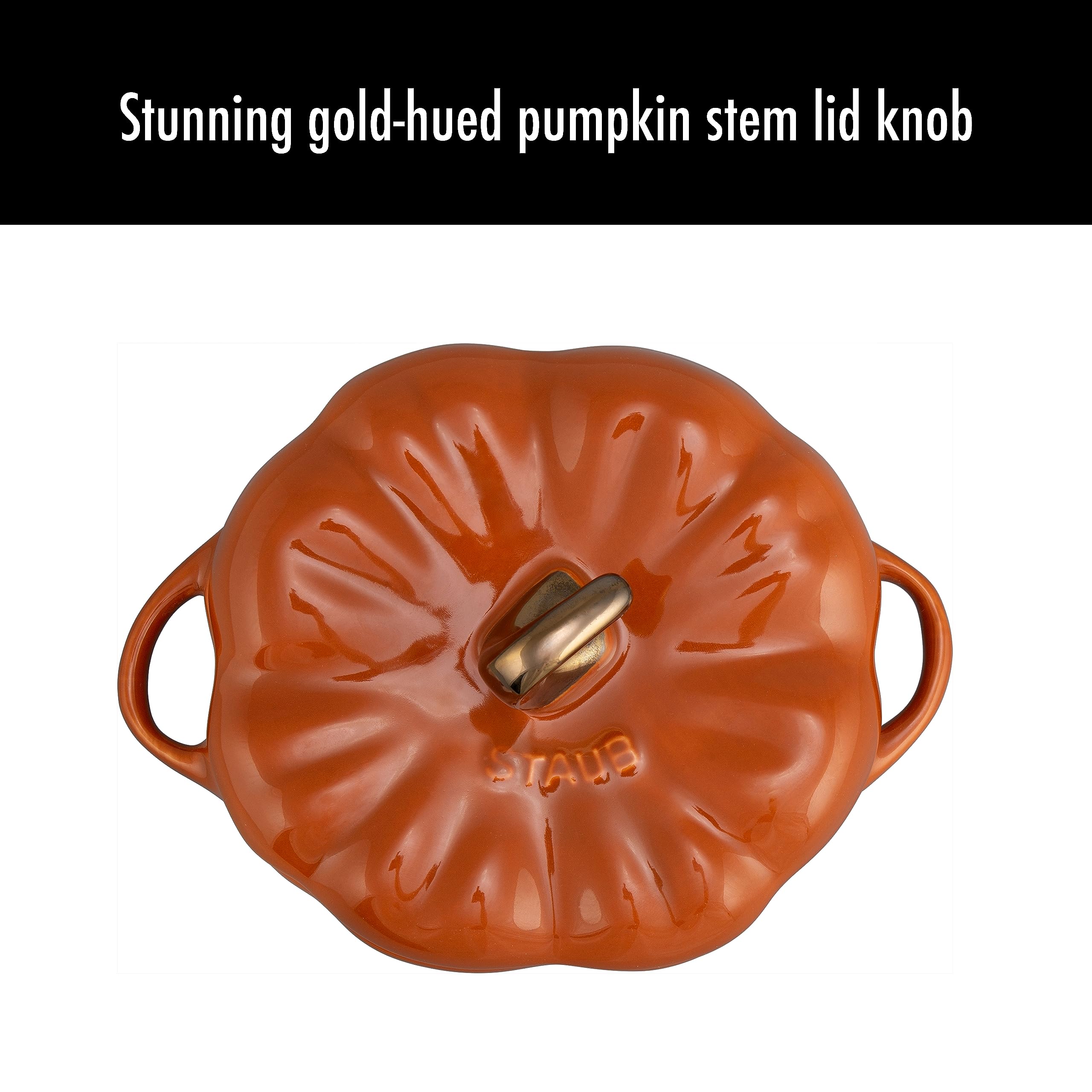 Burnt Orange Pumpkin Cocotte Set with Gold Stem