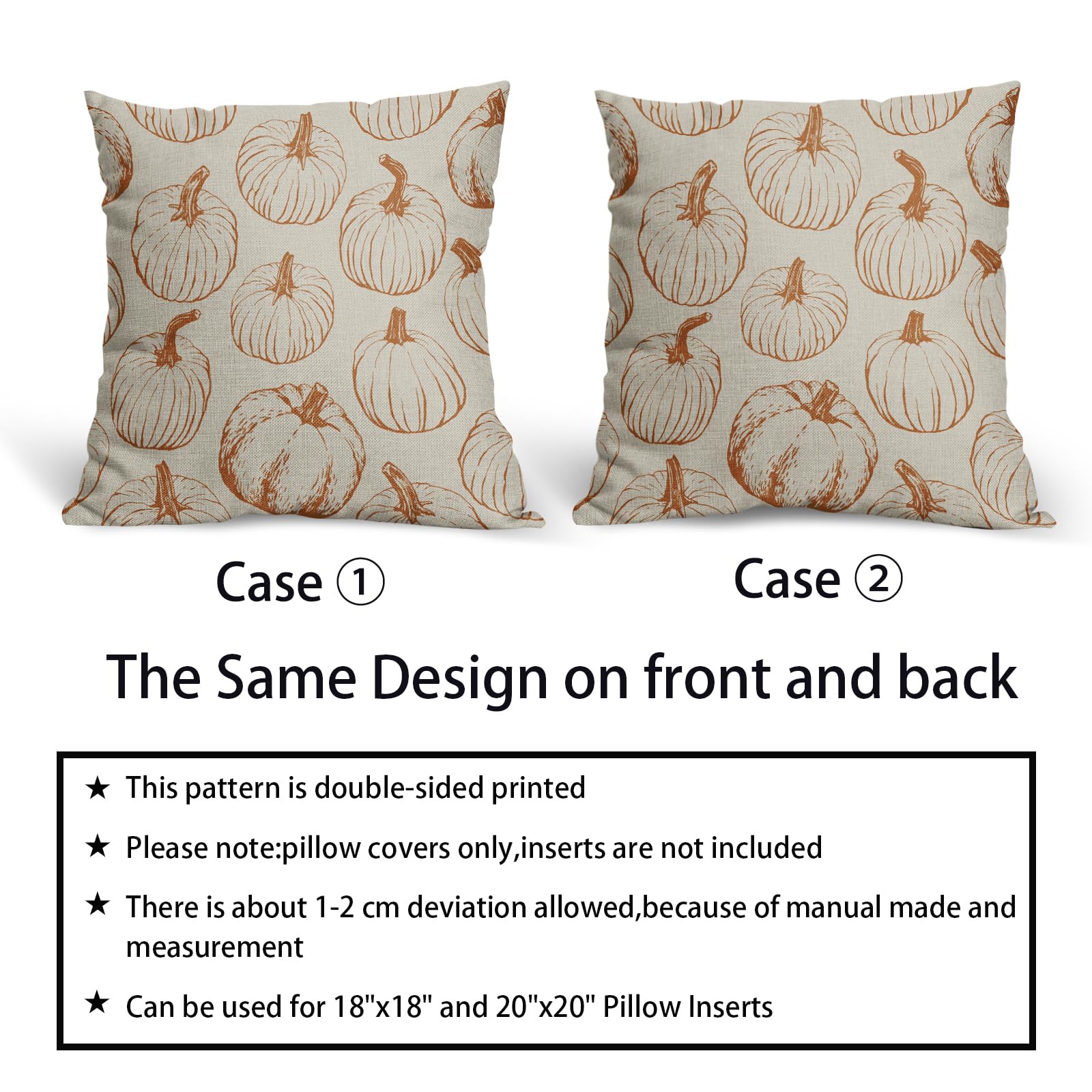 double sided pumpkin design fall throw pillow covers
