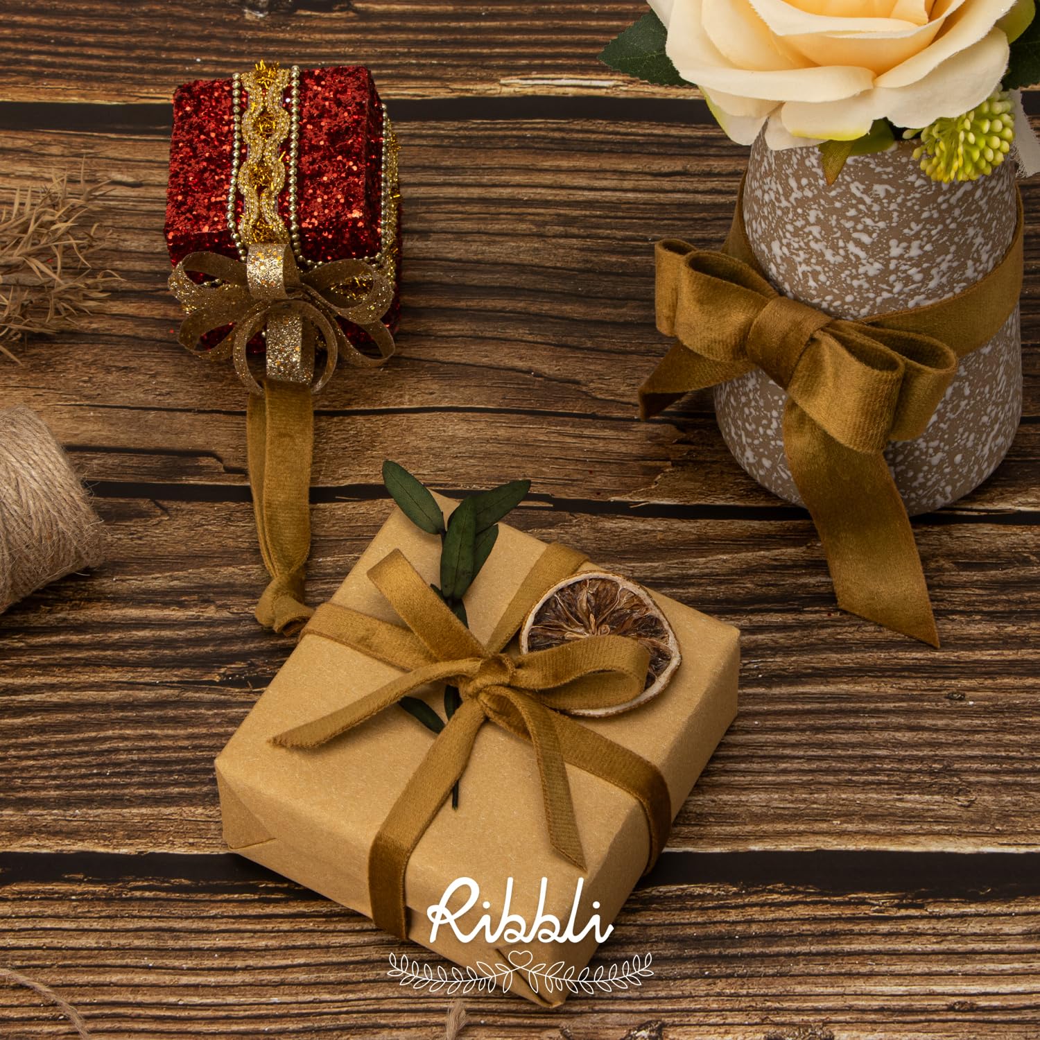 Gold Velvet Ribbon Spool