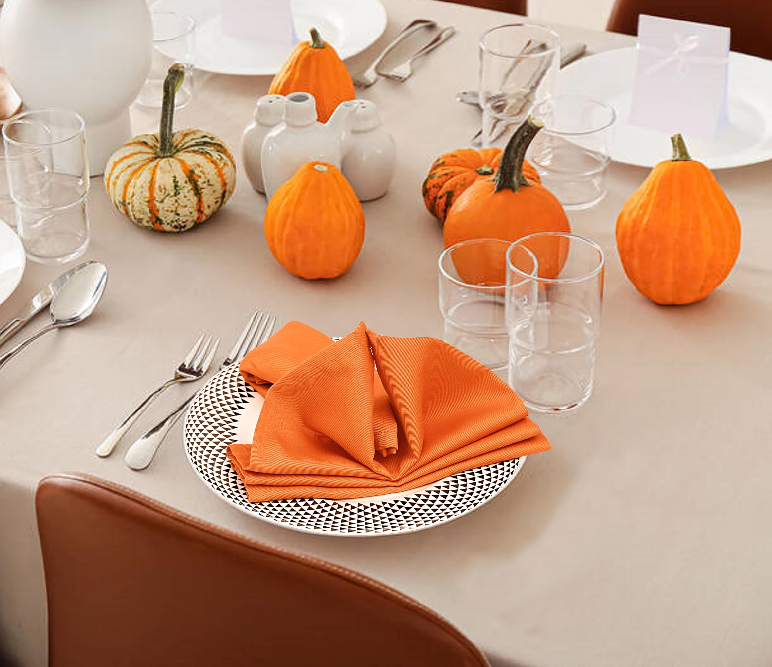 Pumpkin orange fall fabric napkins