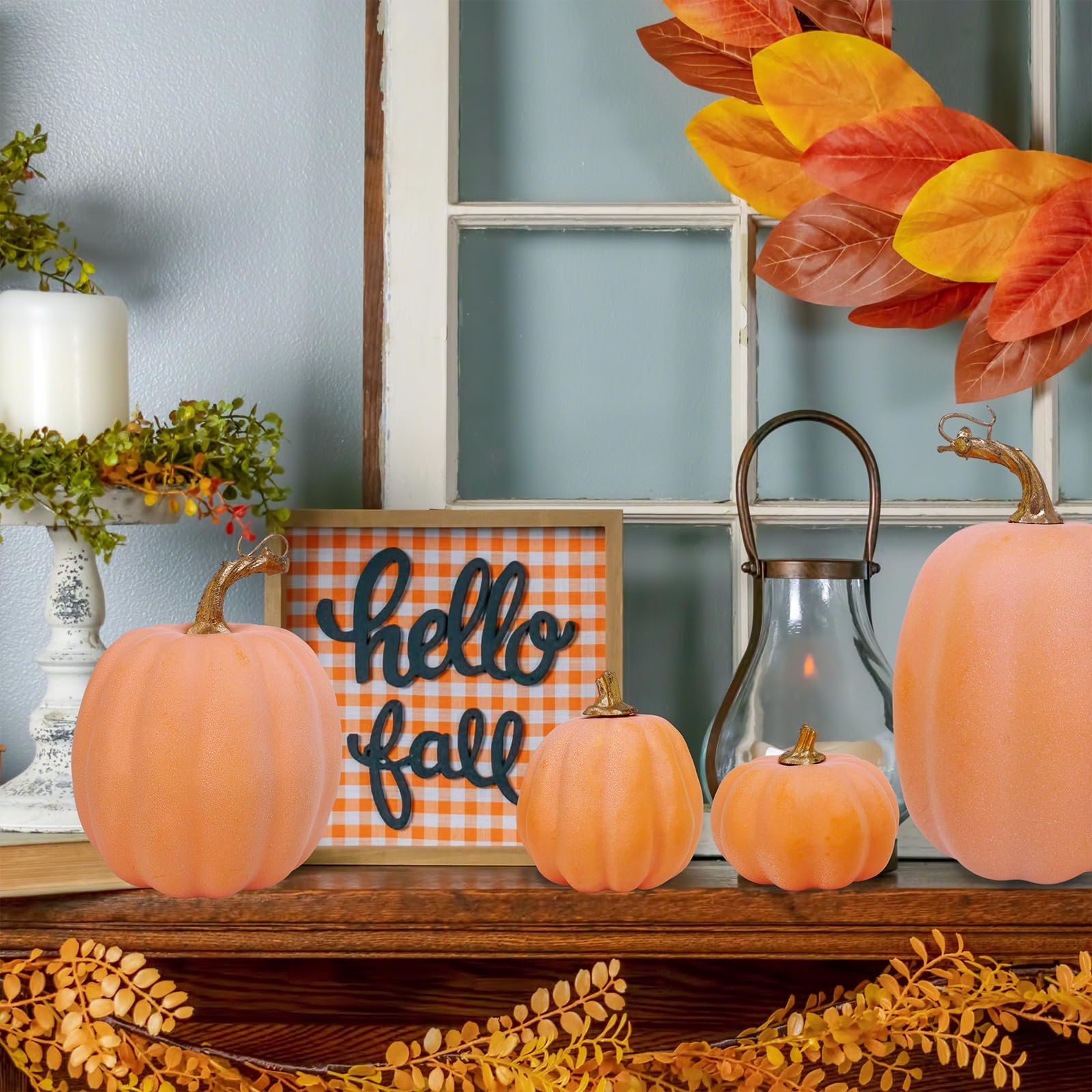 light orange pumpkins for fall table decor