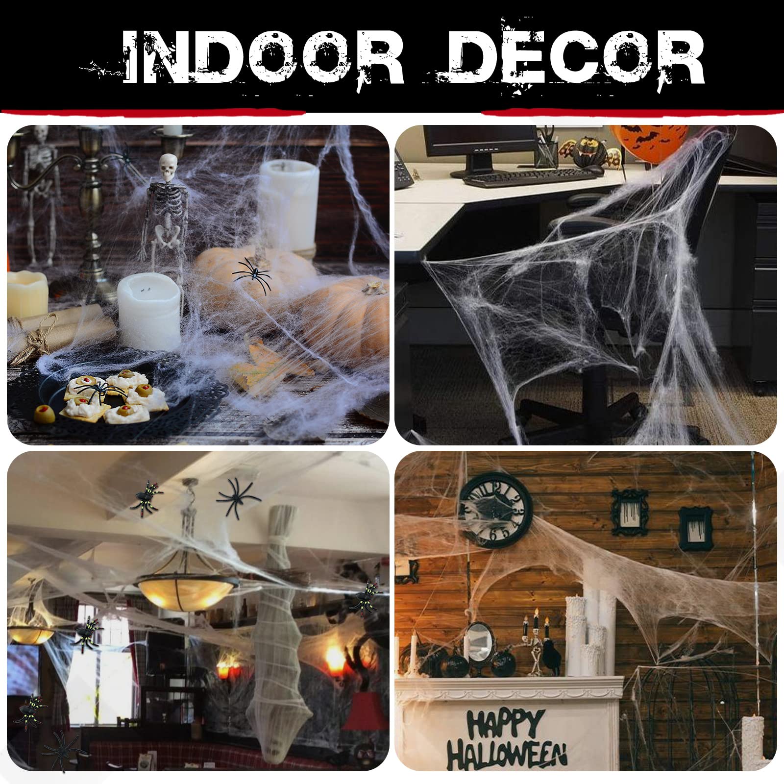 indoor and outdoor spider web decoration for halloween