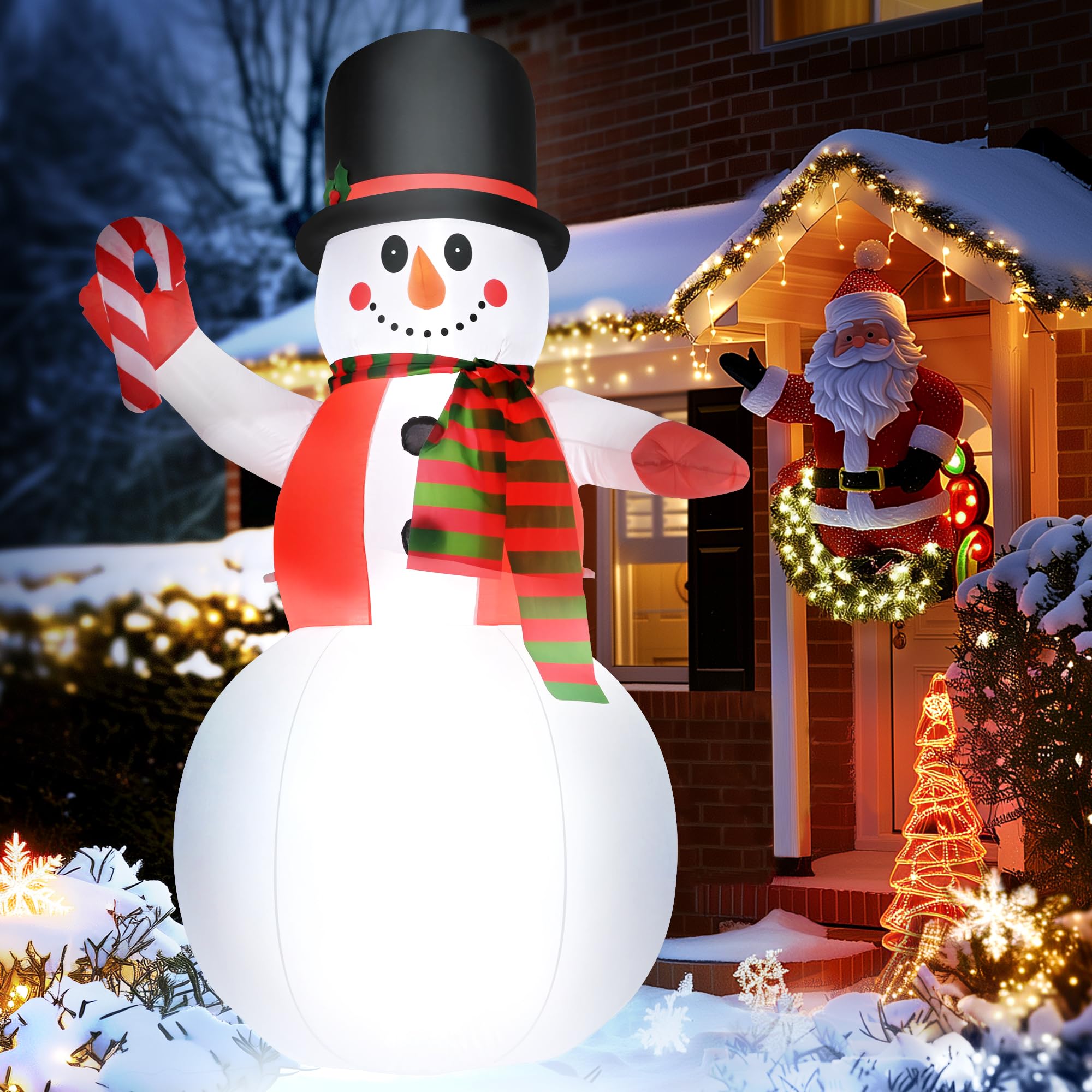 8FT Christmas Inflatable Snowman Outdoor Decoration with LED Lights