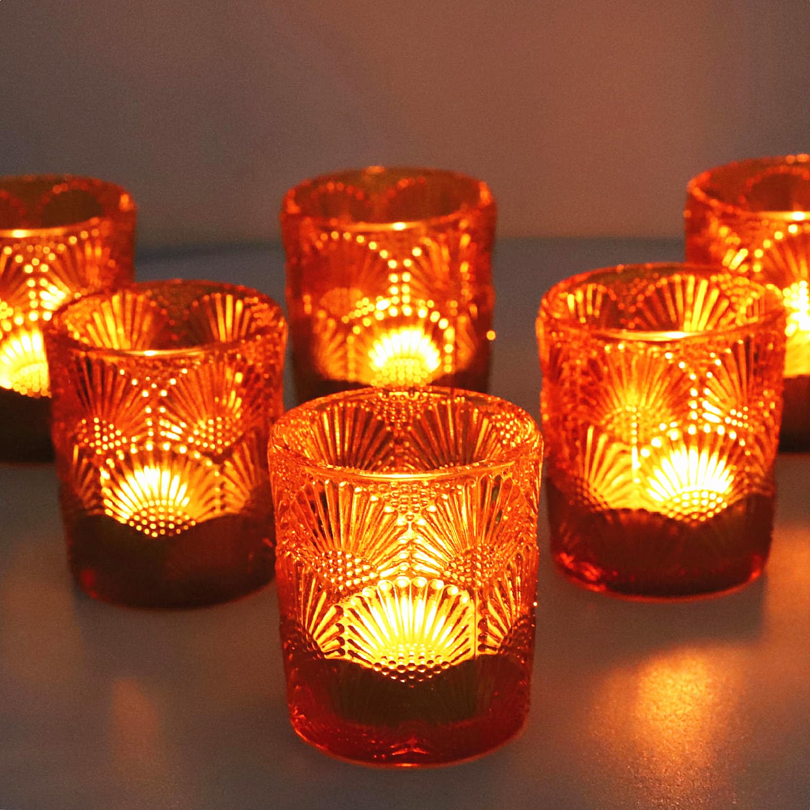 Amber Glass Votive Candle Holders for Tealights