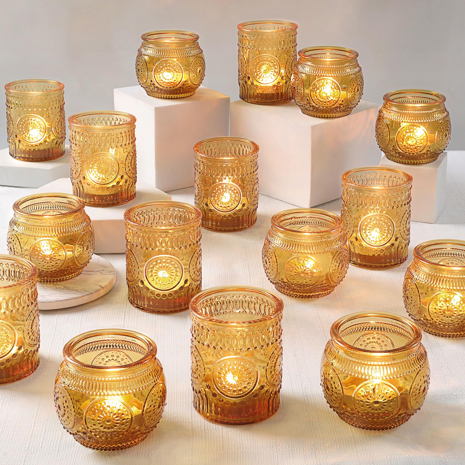 36 Pcs Amber Candle Holders Set