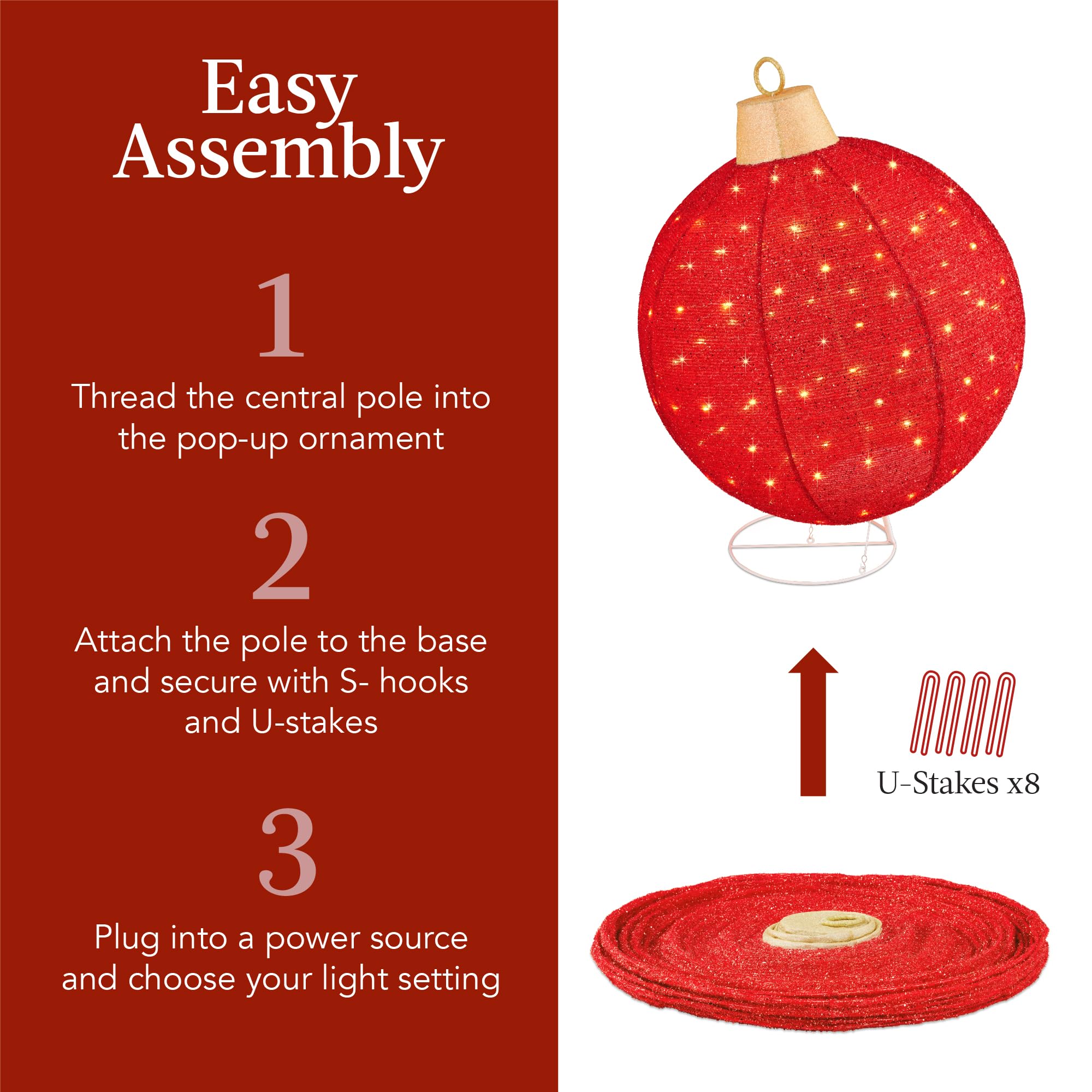 assembly instructions red led ornament on stand outdoor decor