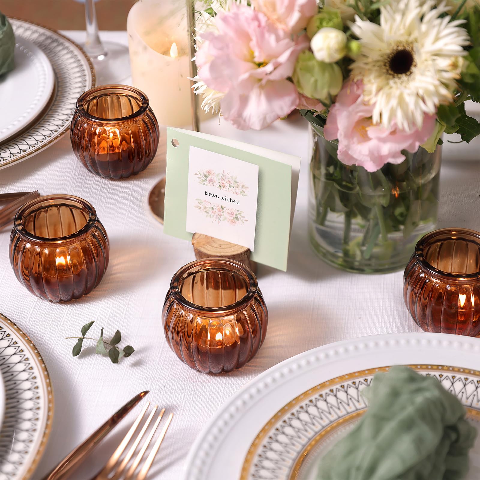 Centerpiece glass candle holders