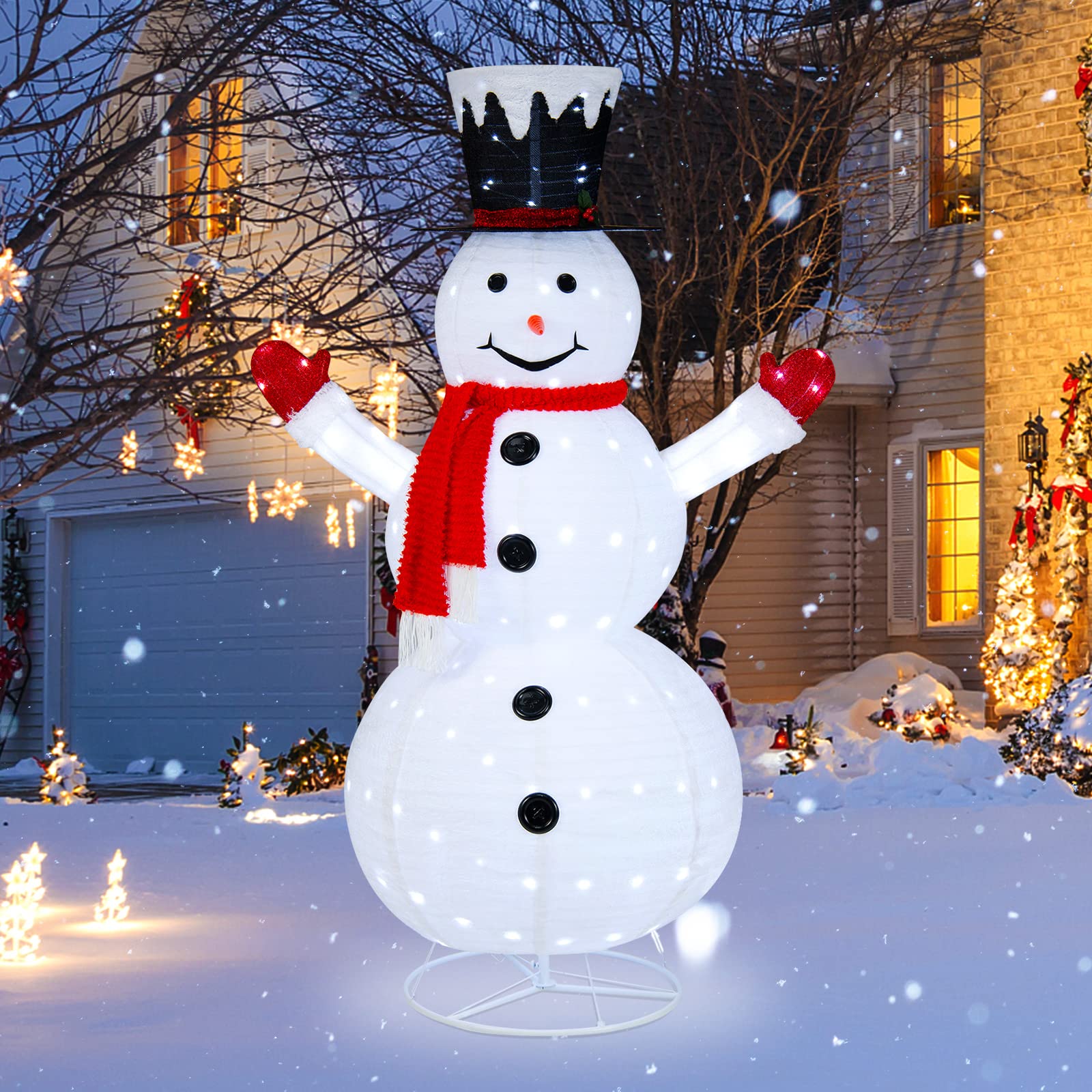 6 FT Lighted Christmas Snowman, Outdoor Snowman Decoration w/ 200 LEDs