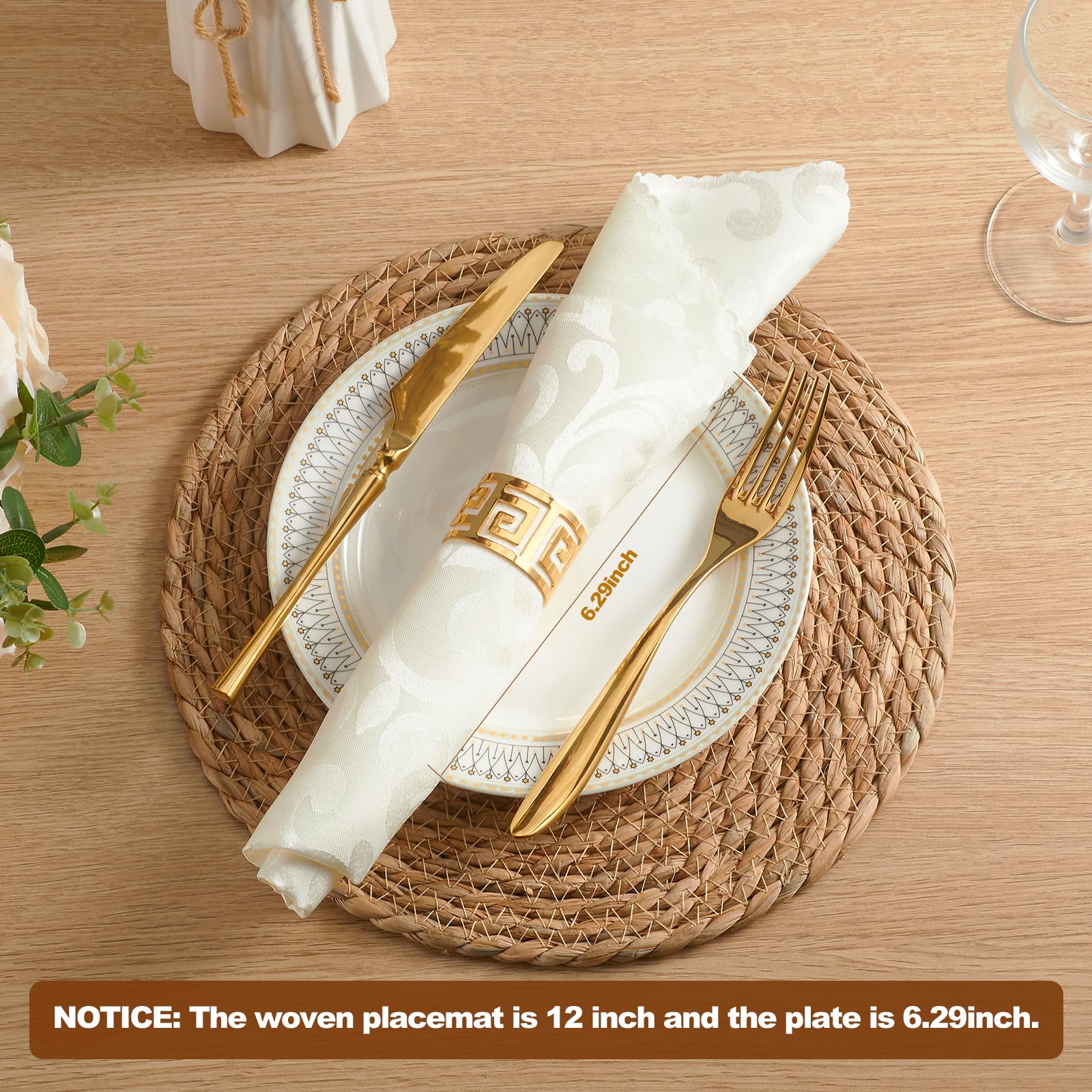 12" Round Rattan Placemat Set