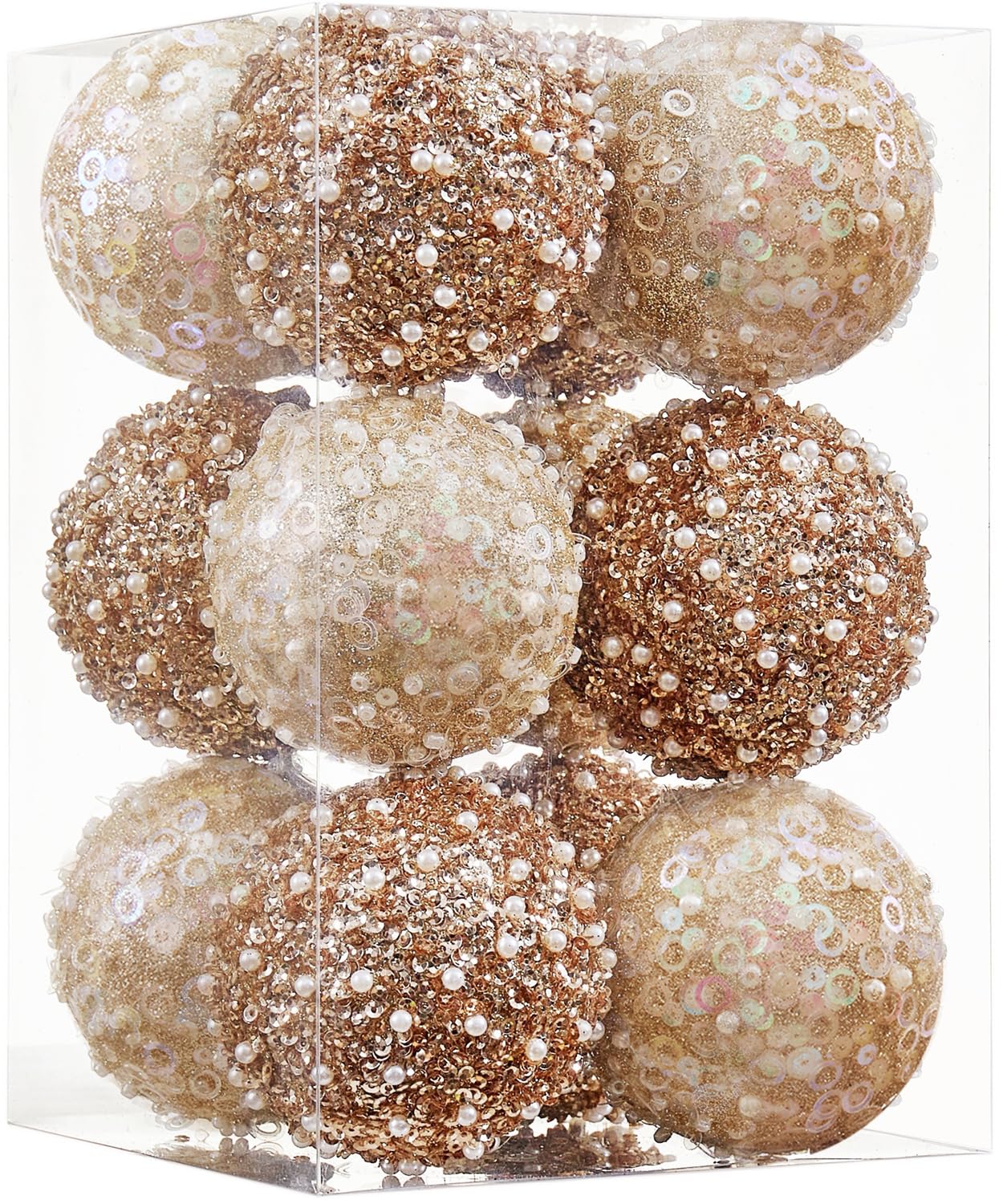 12 Pcs Champagne Christmas Ball Ornaments Shatterproof Plastic