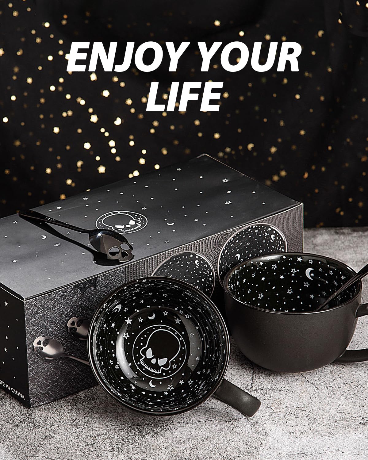 Halloween skull coffee mugs black