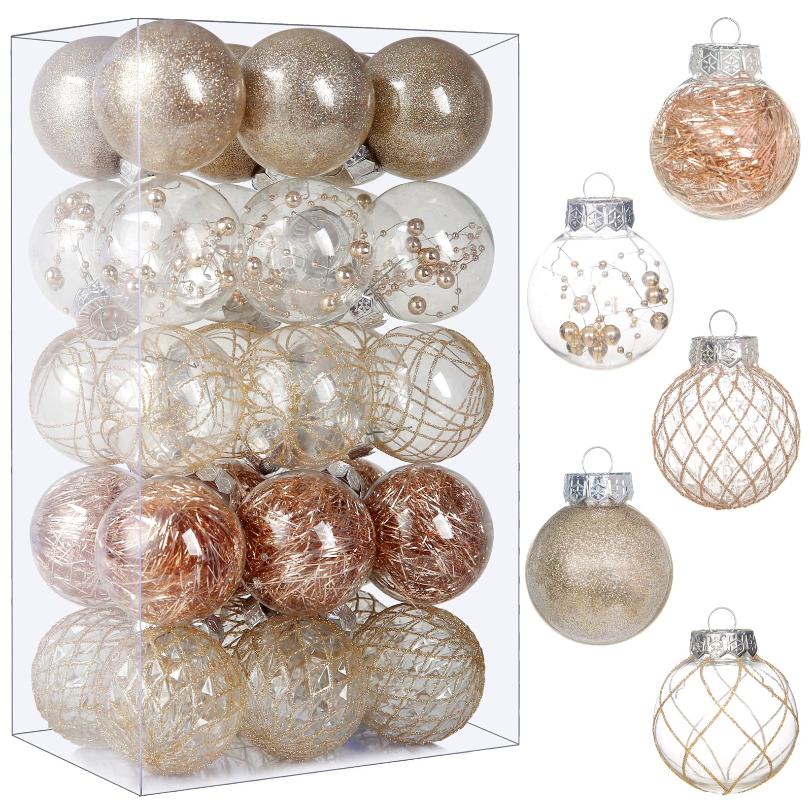 30ct 2.36 Inch Champagne Ball Ornaments for Tree Decoration