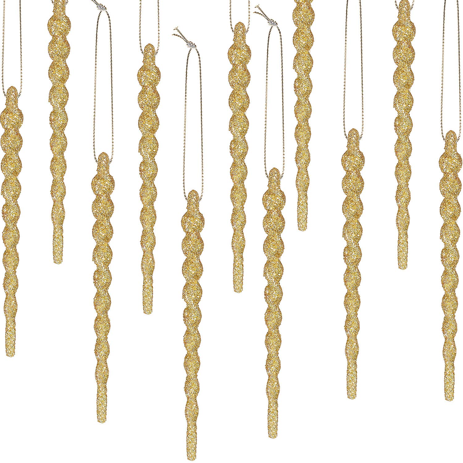 30 Pieces 5.12 Inch Gold Twisted Plastic Icicle Christmas