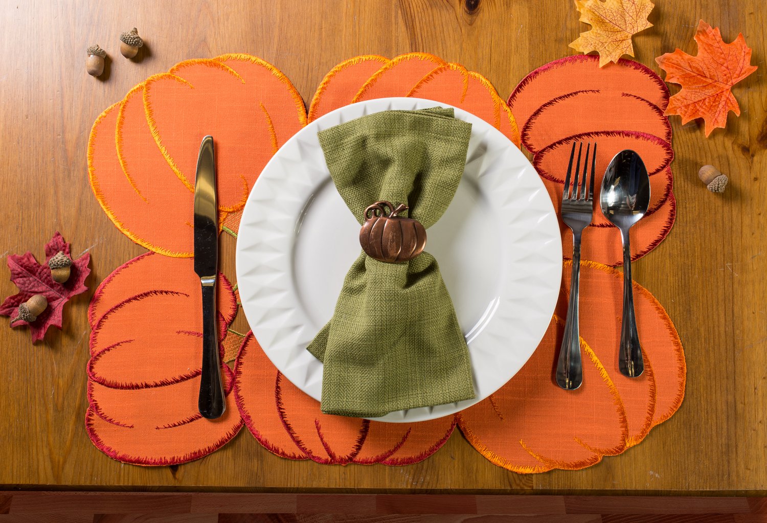Harvest Pumpkin Decorative Napkin Ring Set
